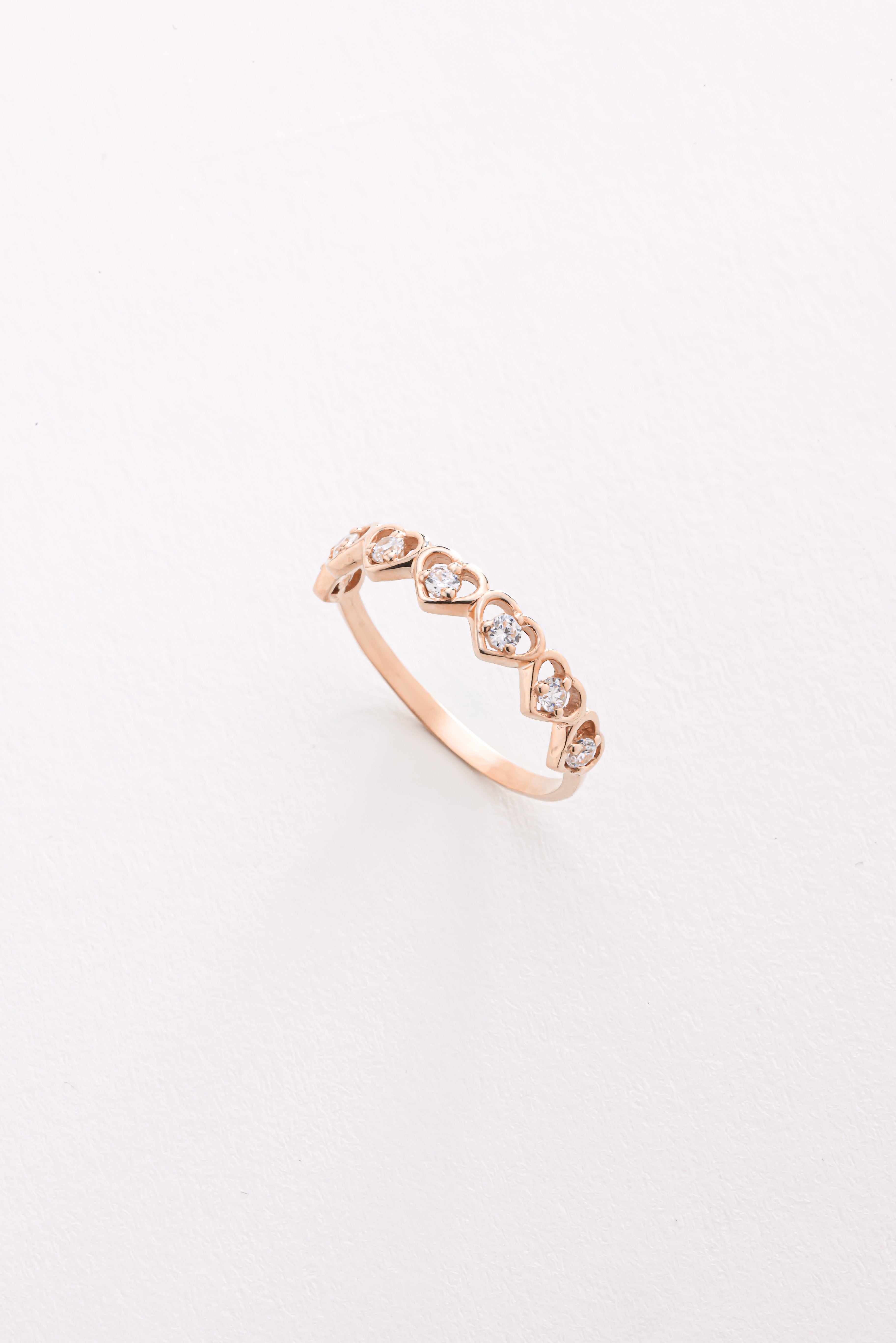 14k Gold Half Eternity Heart Ring