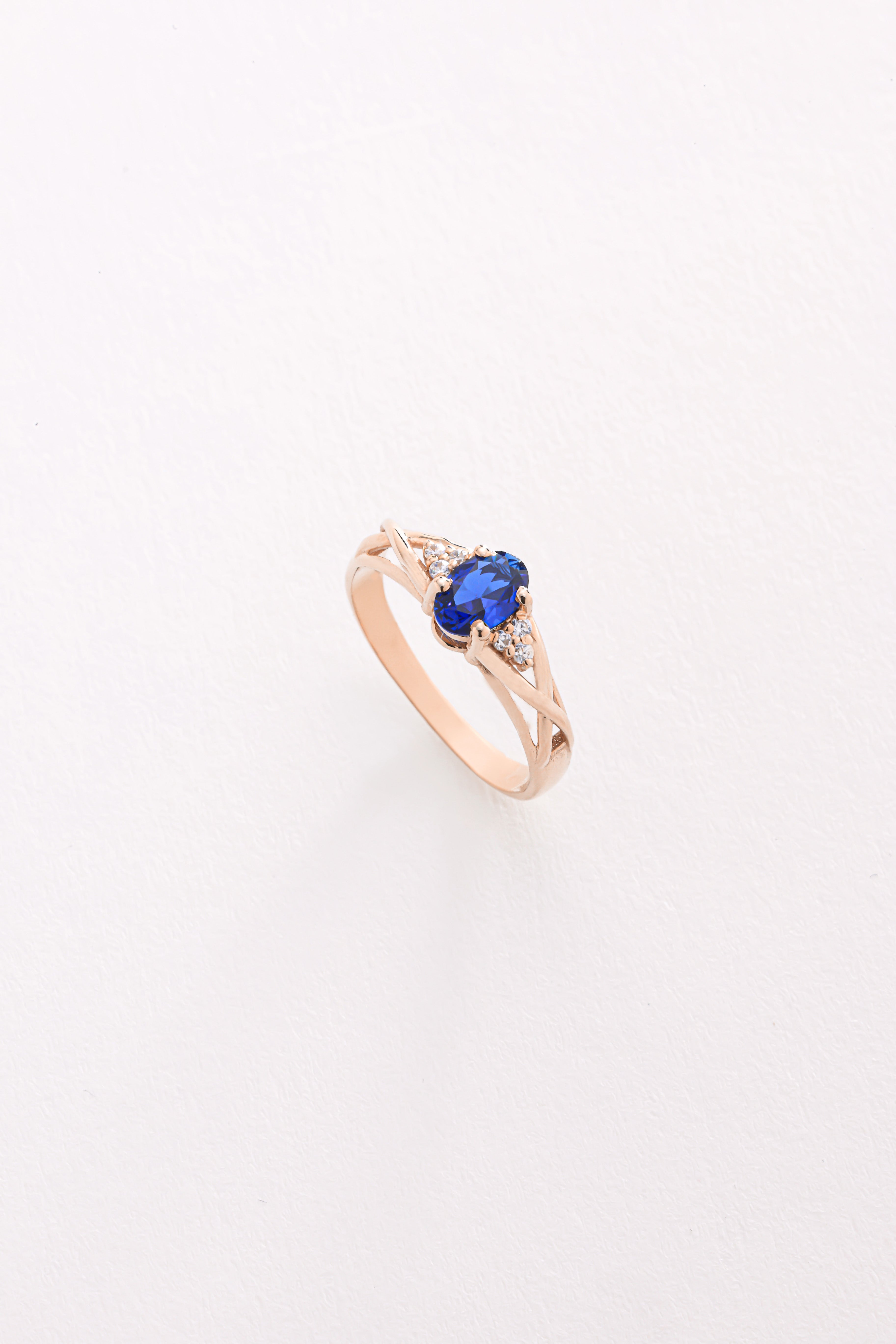 14k Gold Serpentis Blue Sapphire Ring