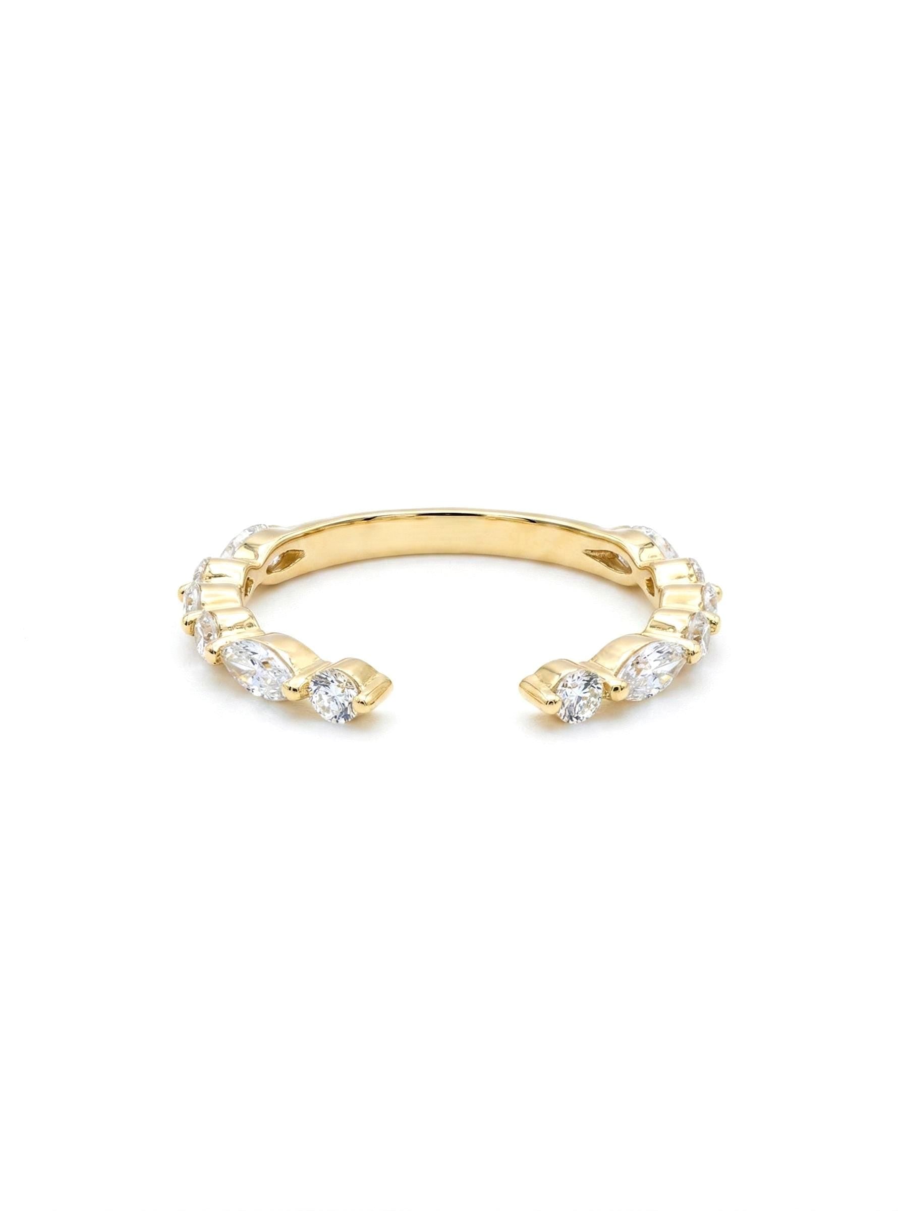 14K Gold CZ Open Band Ring