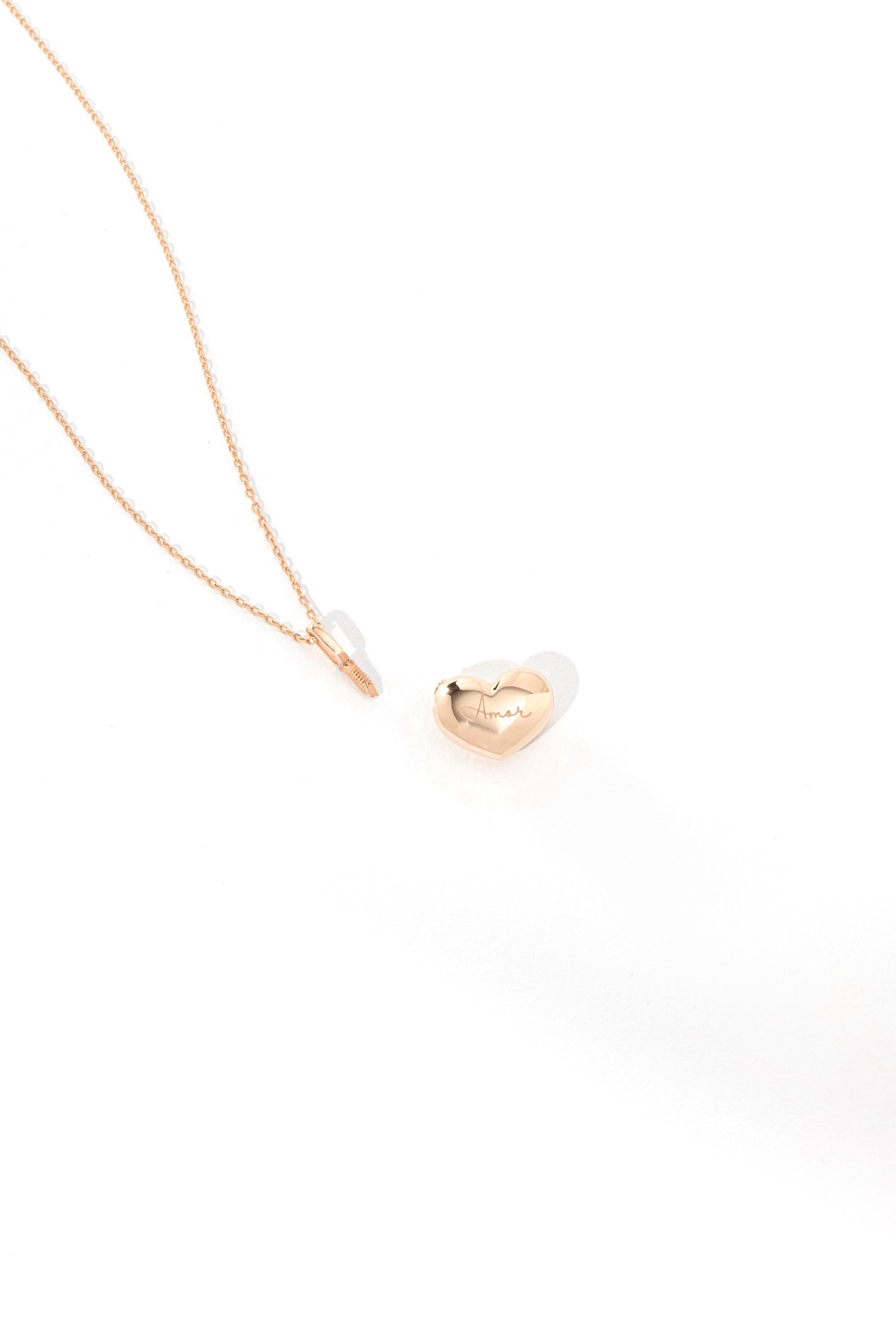 14K Gold Heart Urn Necklace