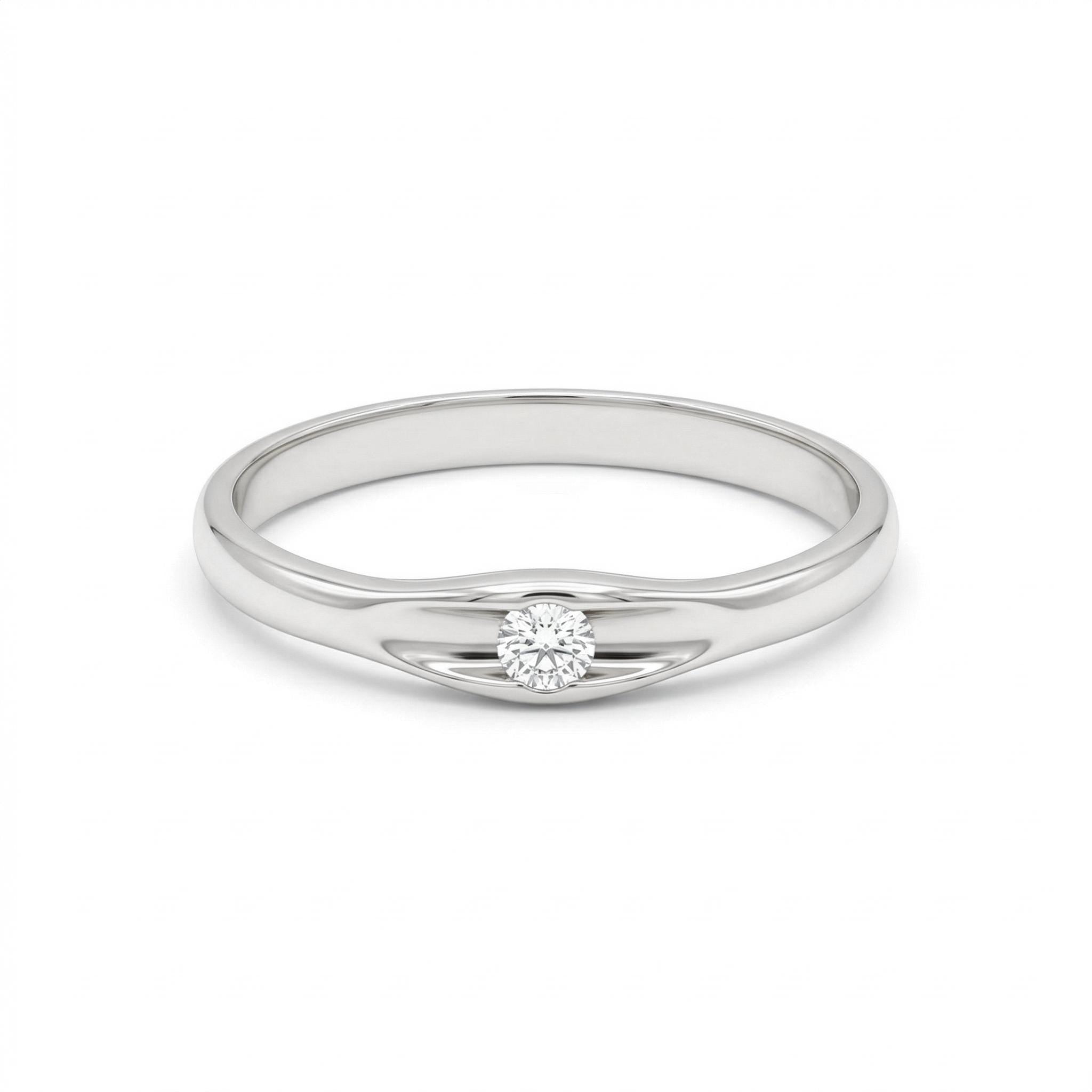 14K Gold Minimal Solitaire Diamond Ring