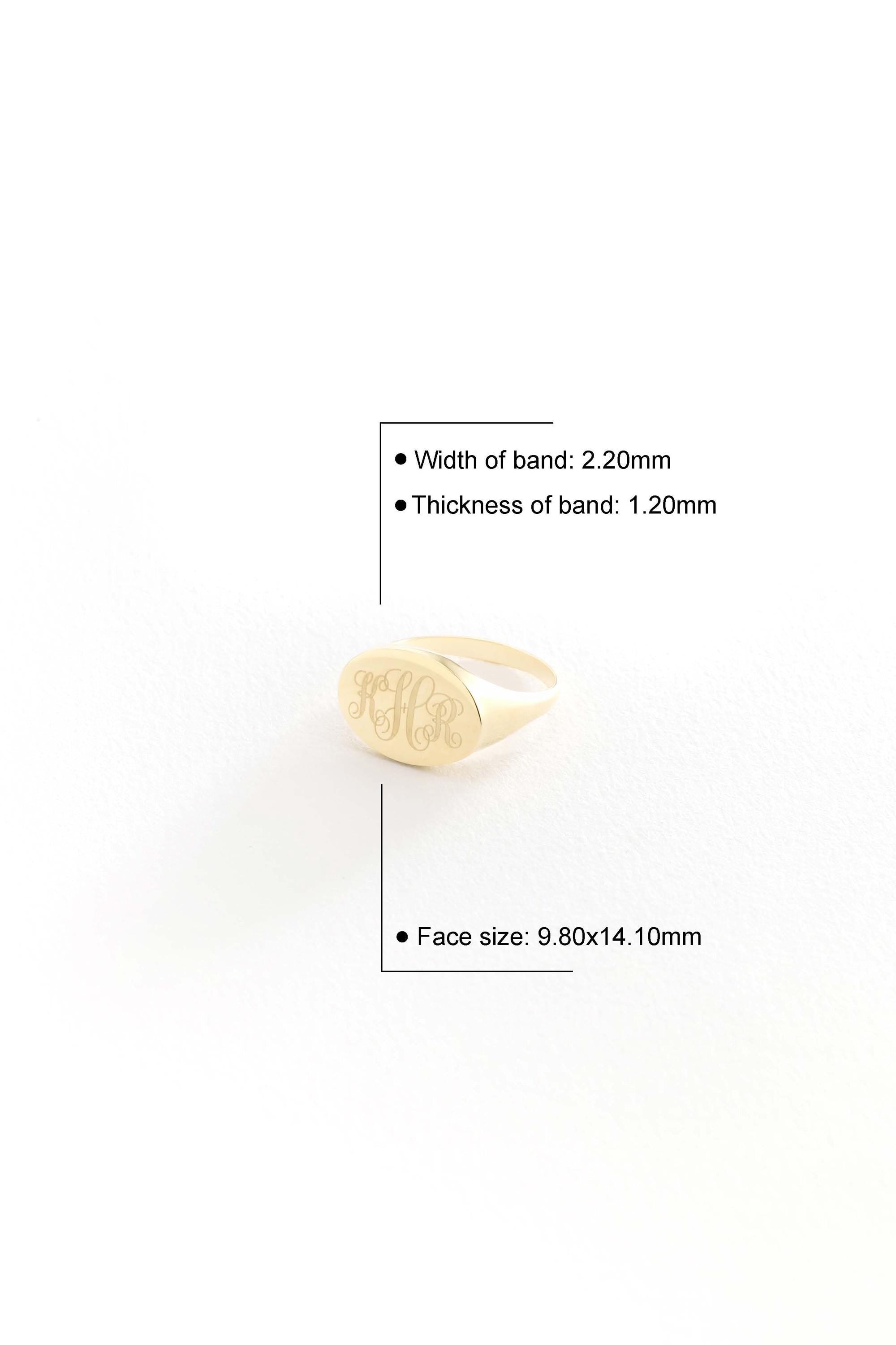 14K Small Gold Monogram Signet Ring