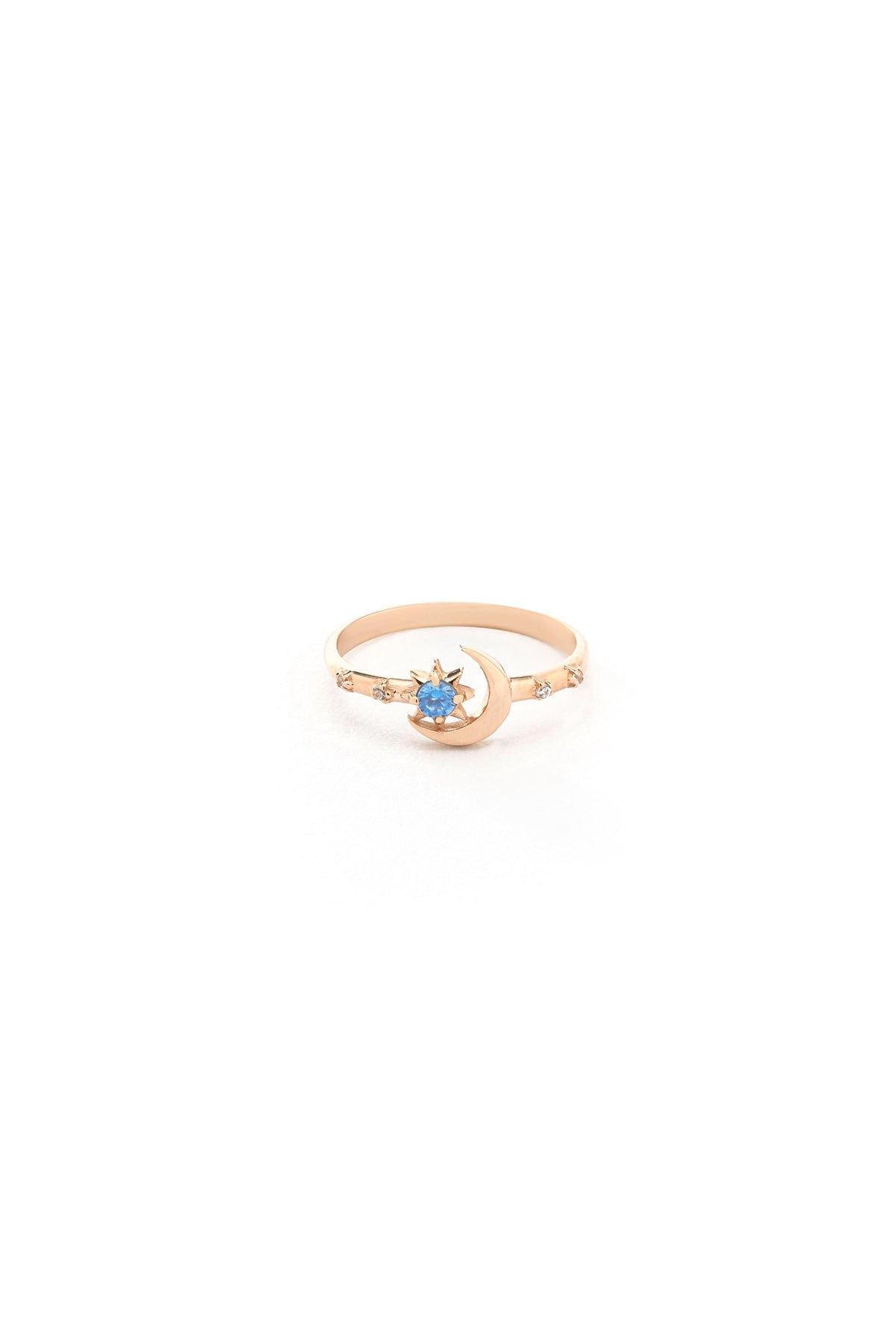 14K Gold Moon Star Ring