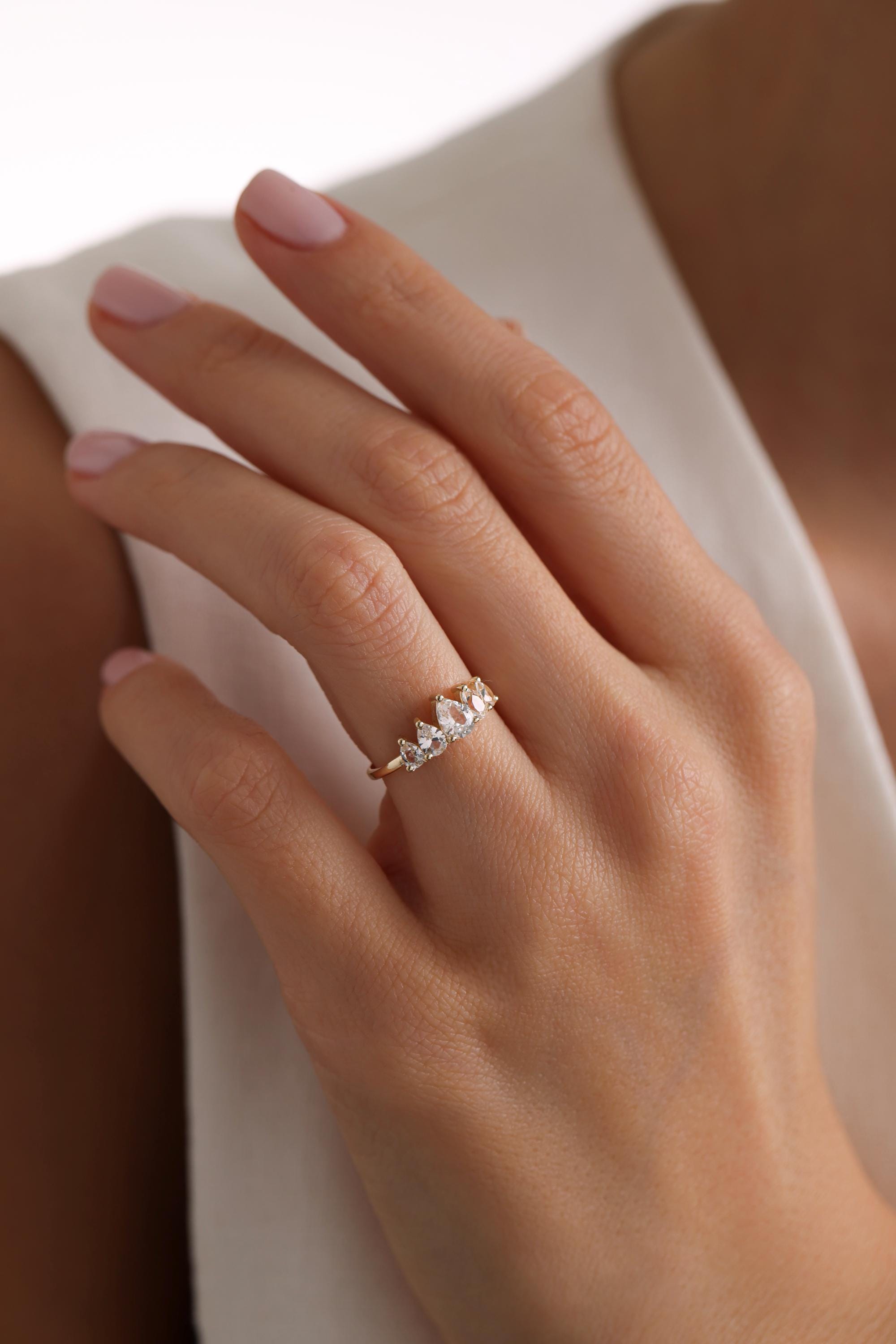 14k Gold Pear Engagement Ring