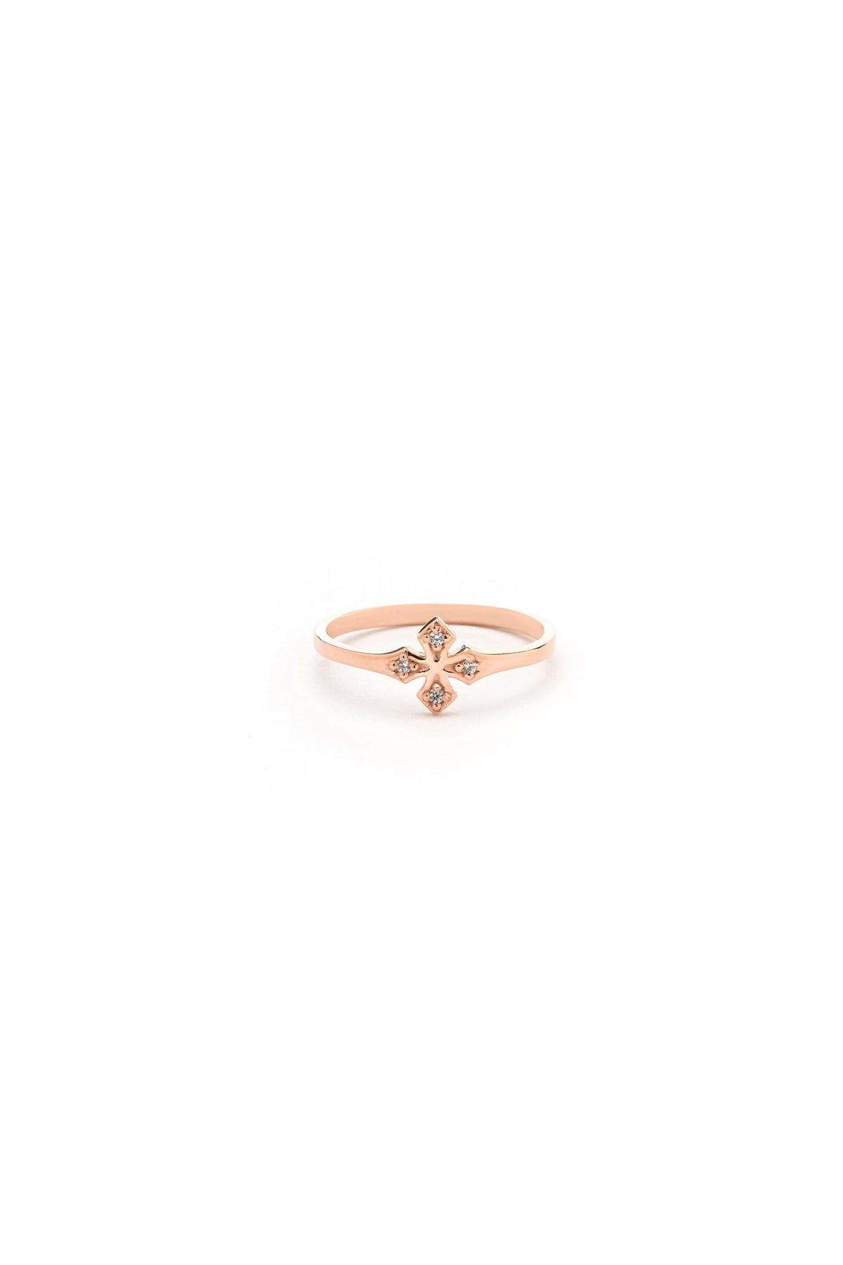 14K Pave Cz Cross Ring