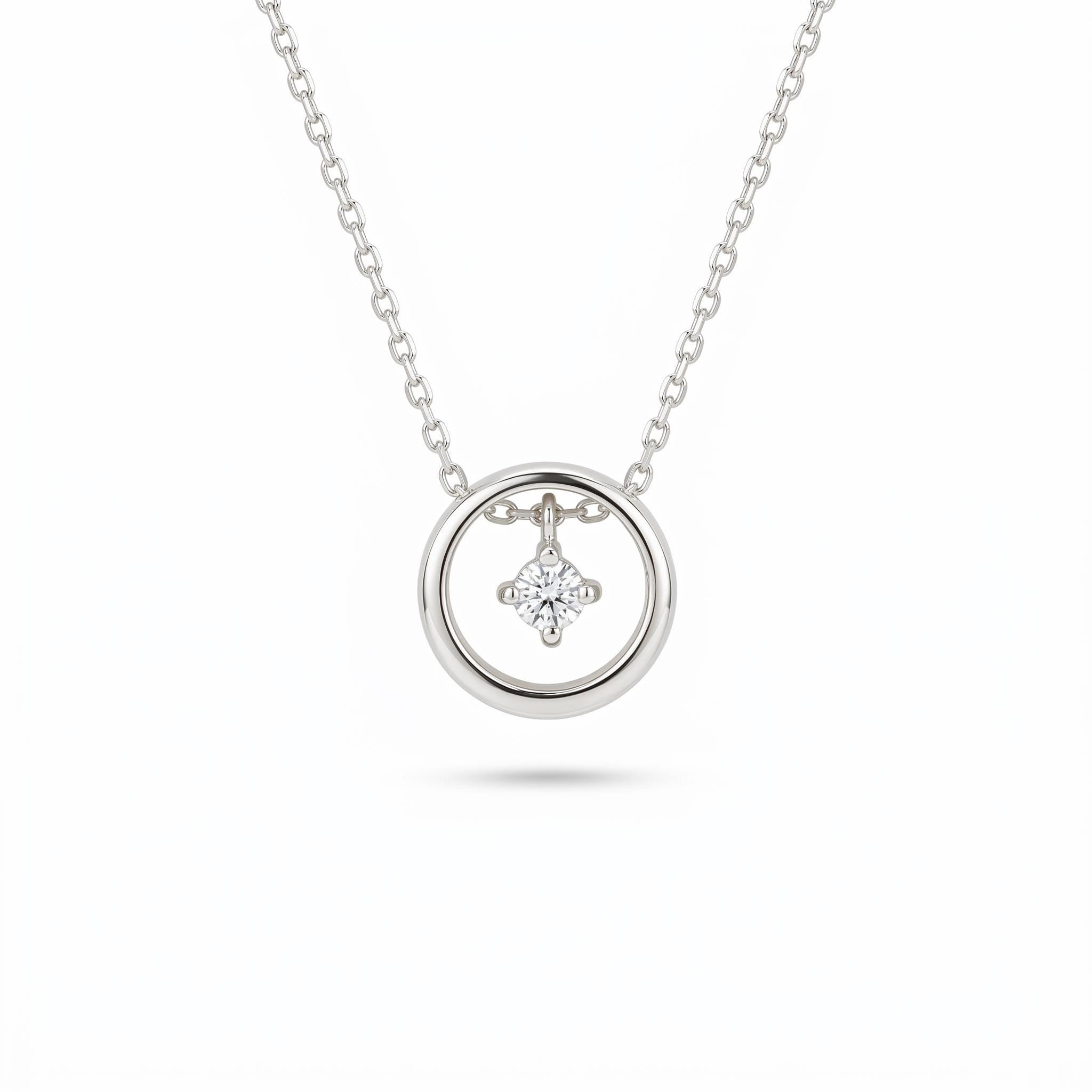 14K Dainty Diamond Circle Necklace