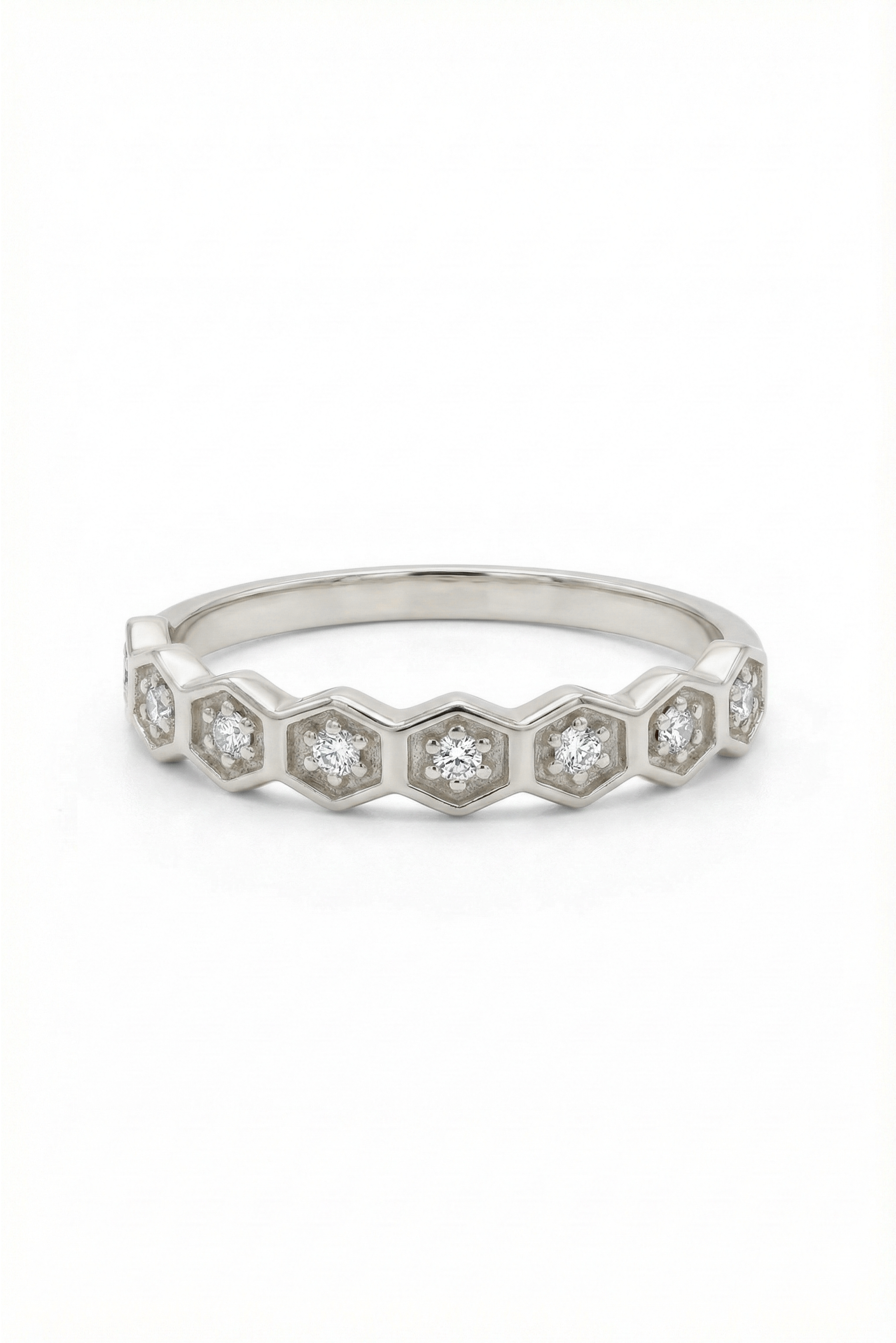 14k Gold Sparkle Hexagon Ring