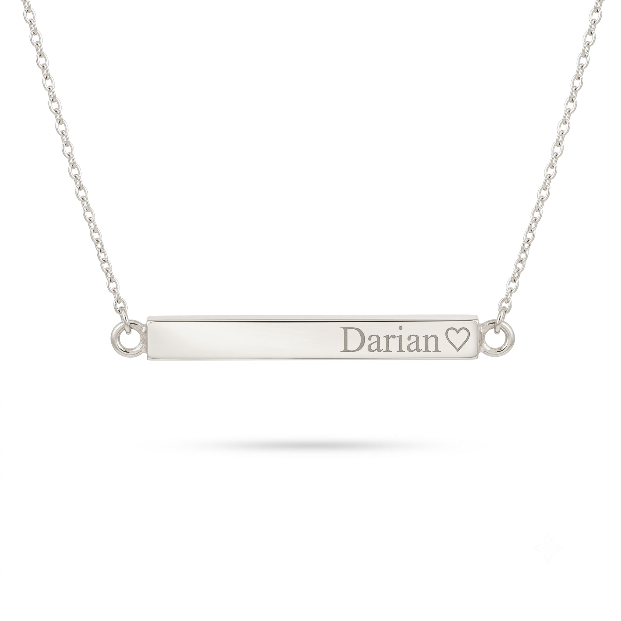 14k Gold Horizontally 3D Full Solid Bar Necklace