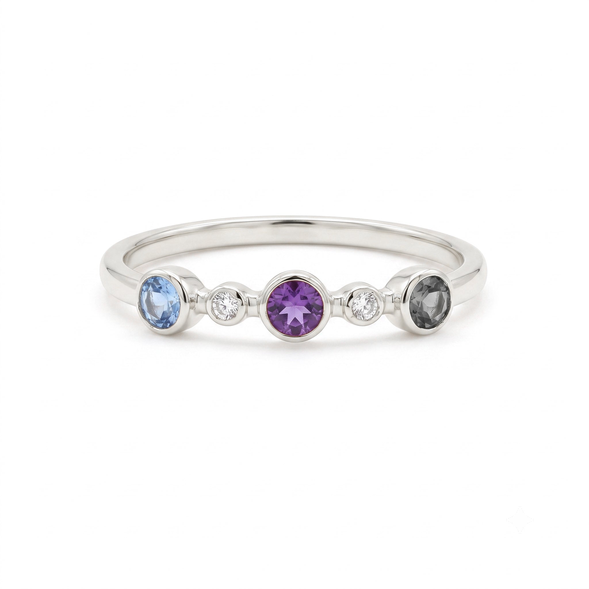 14K Rose Gold Multi-Gemstone Bezel Stacking Ring
