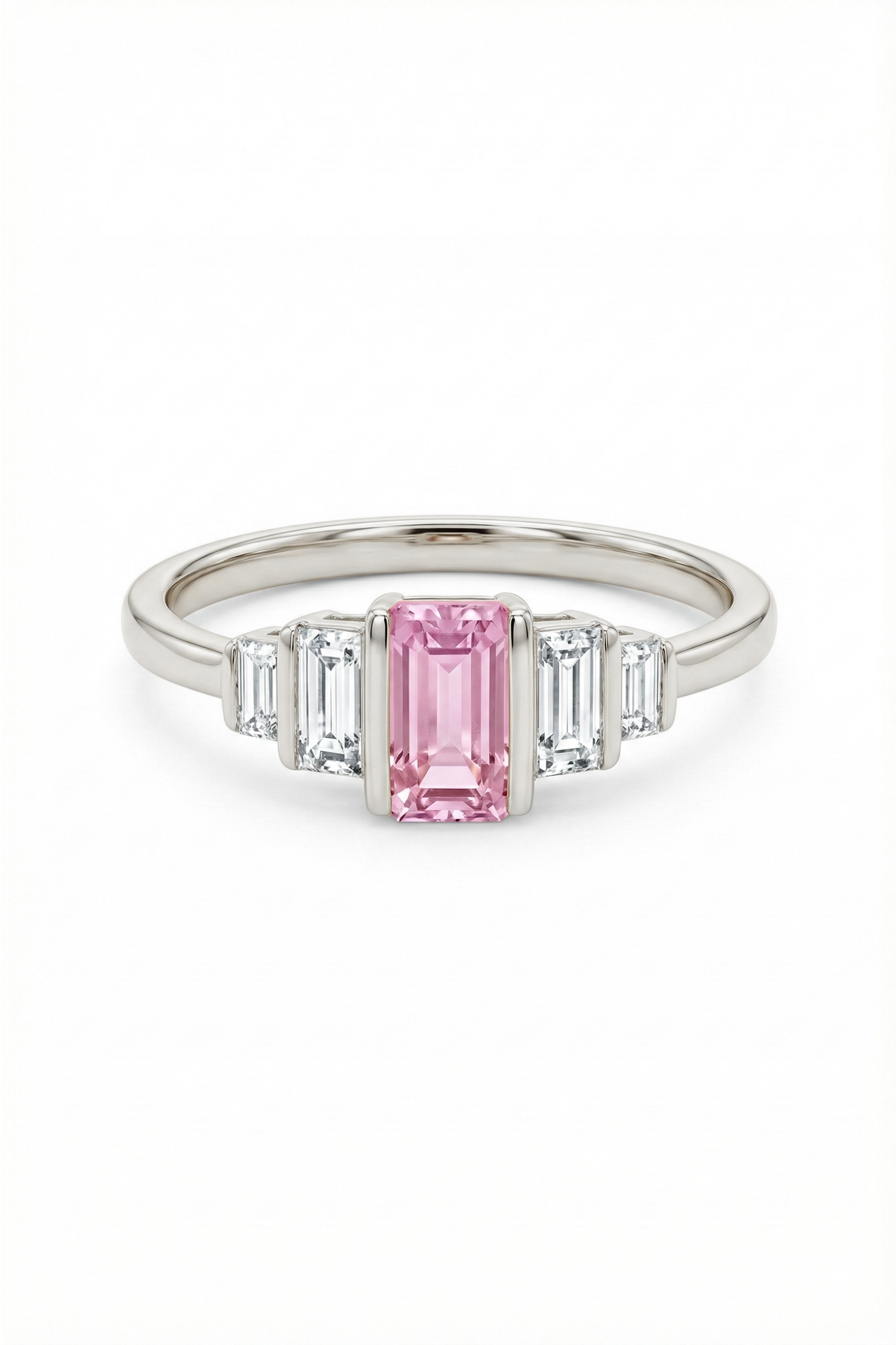 14k Gold Pink Sapphire Baguette Ring