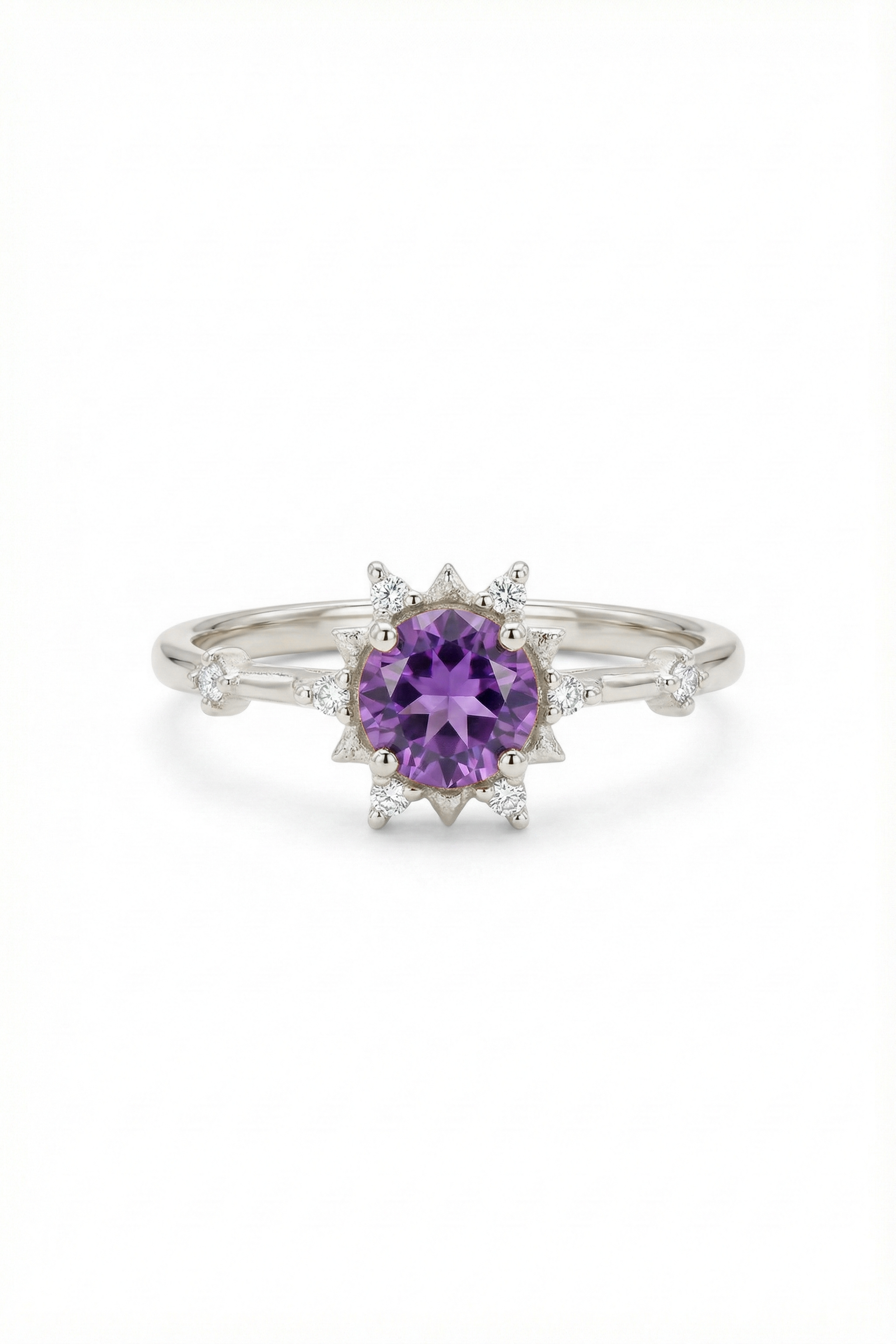 14k Gold Amethyst Diamond Ring