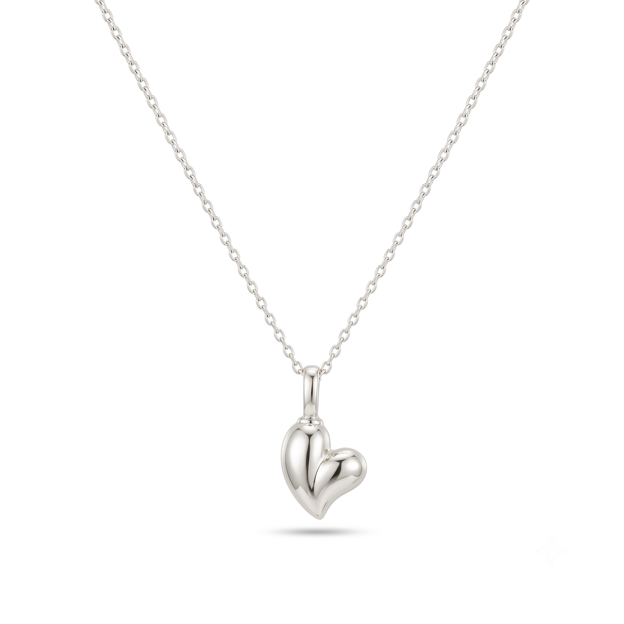 14K Gold Puffy Heart Pendant Necklace