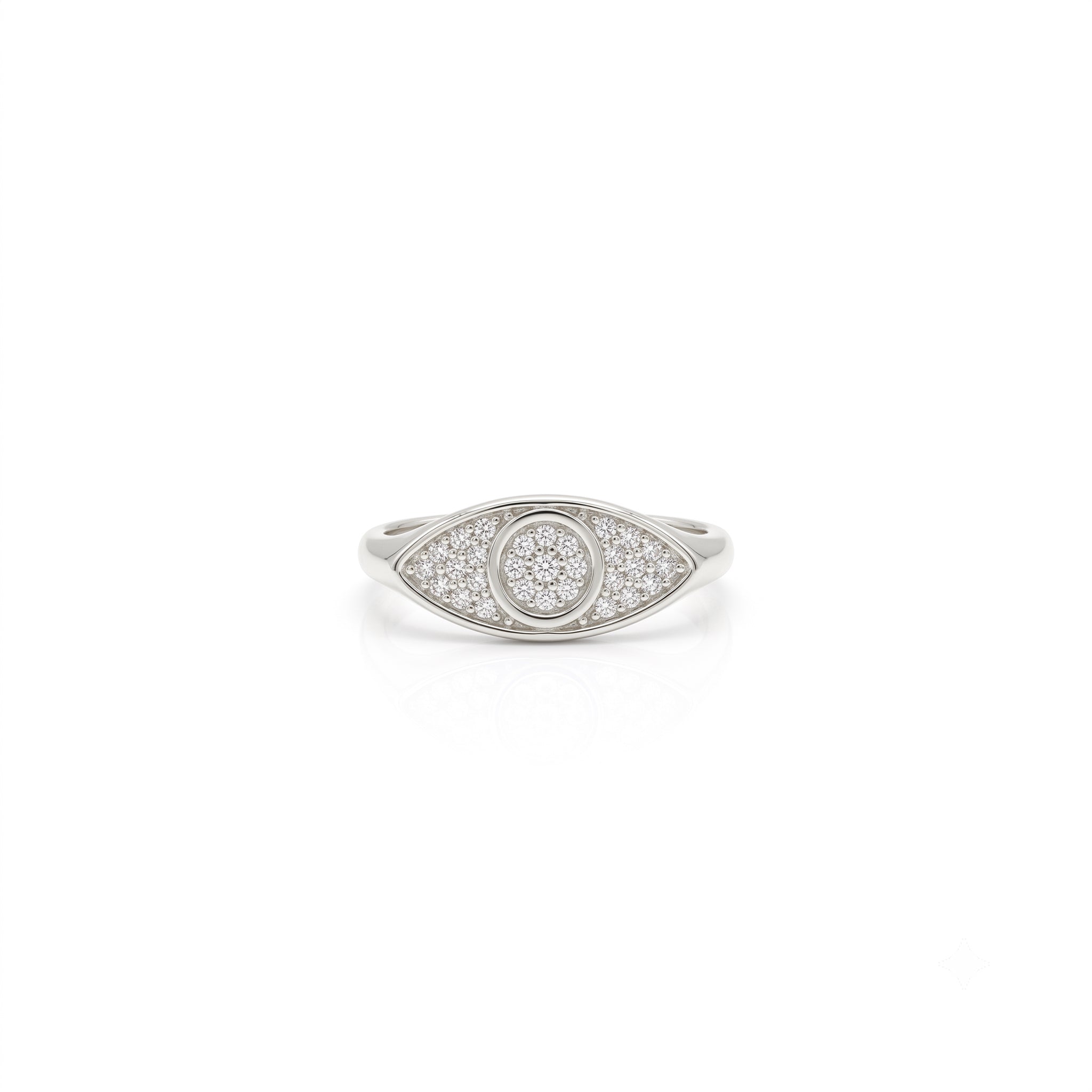 14K Gold Diamond-Pavé Evil Eye Ring
