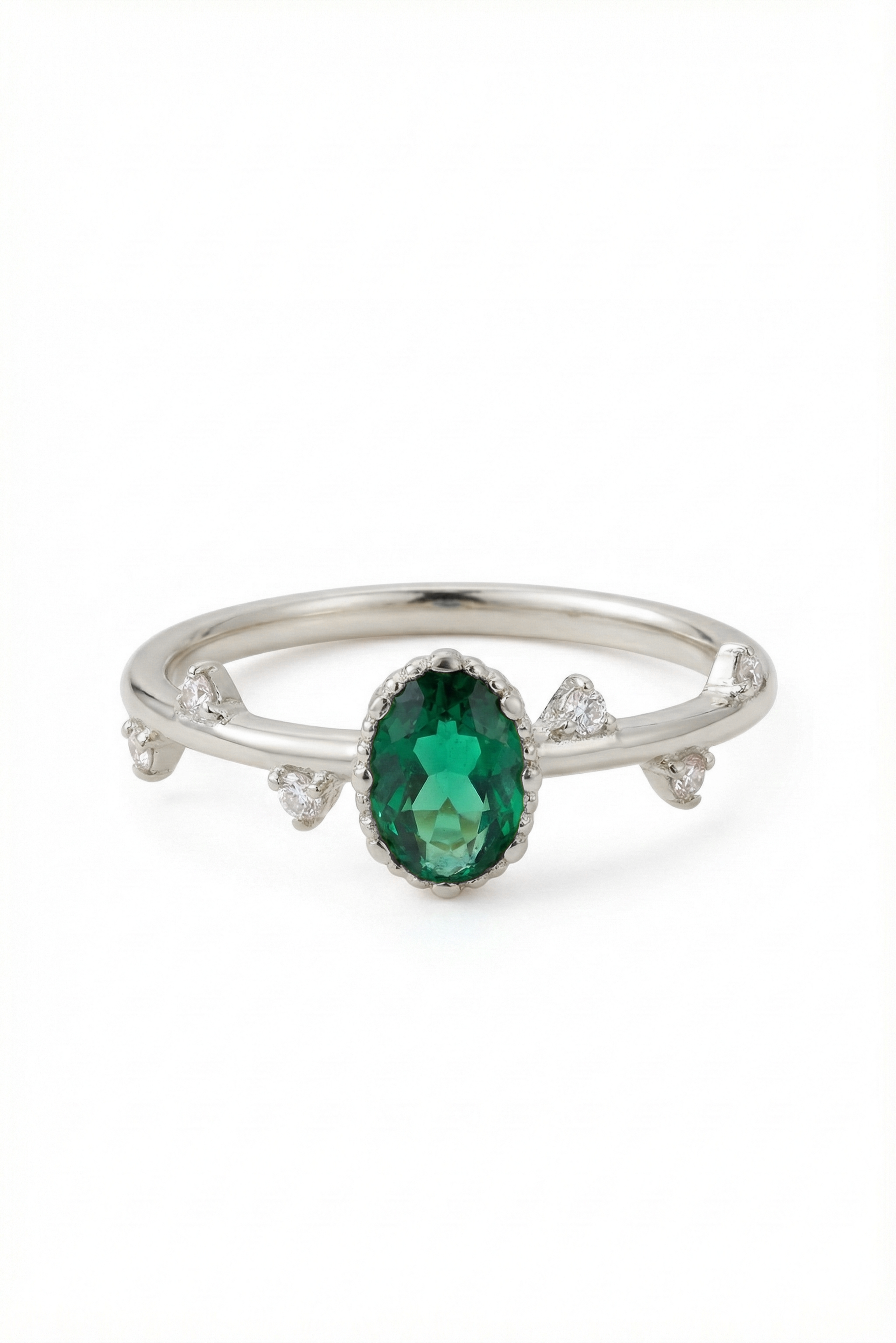 14k Gold Oval Emerald Stacking Ring