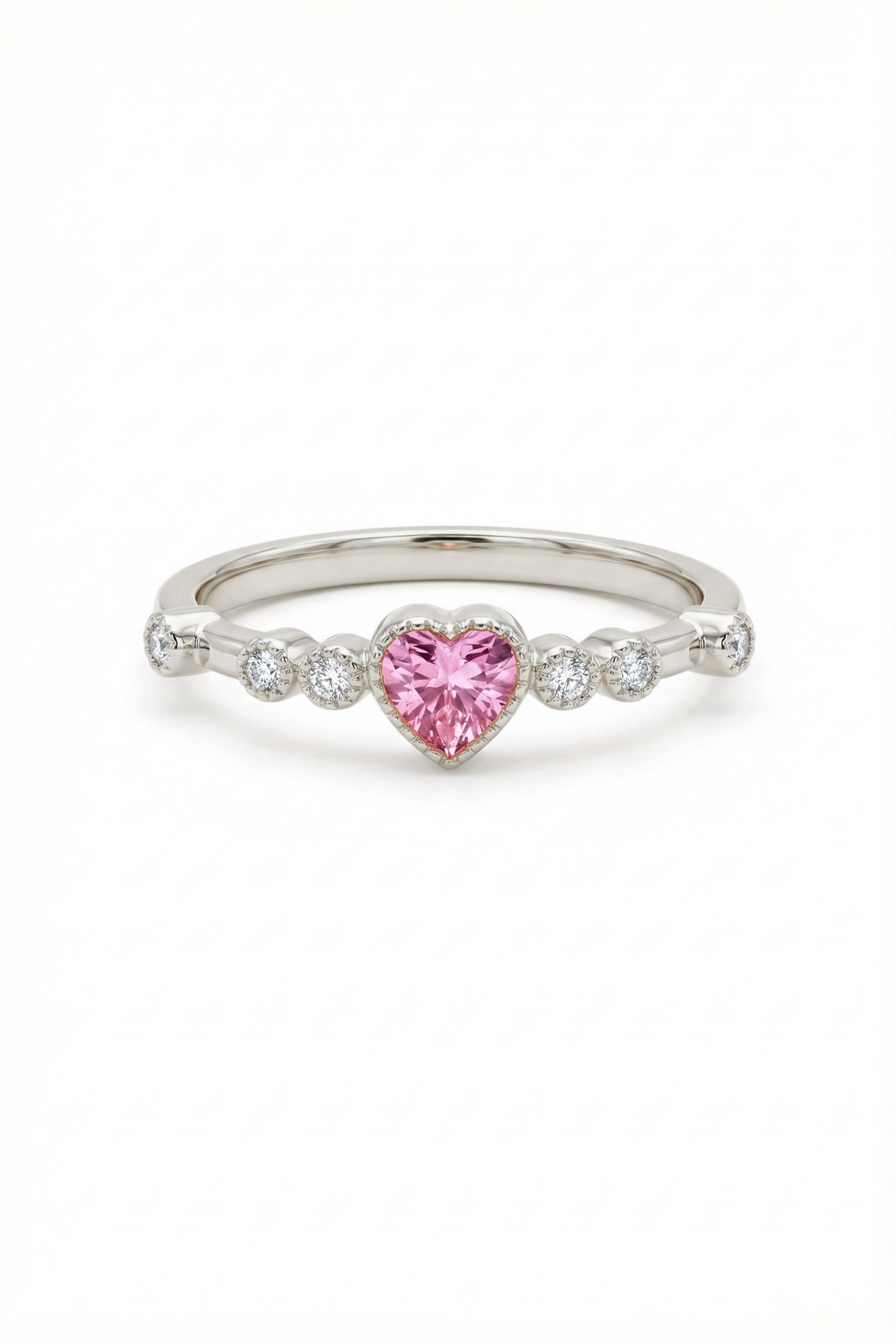 14k Gold Pink Sapphire Heart Ring