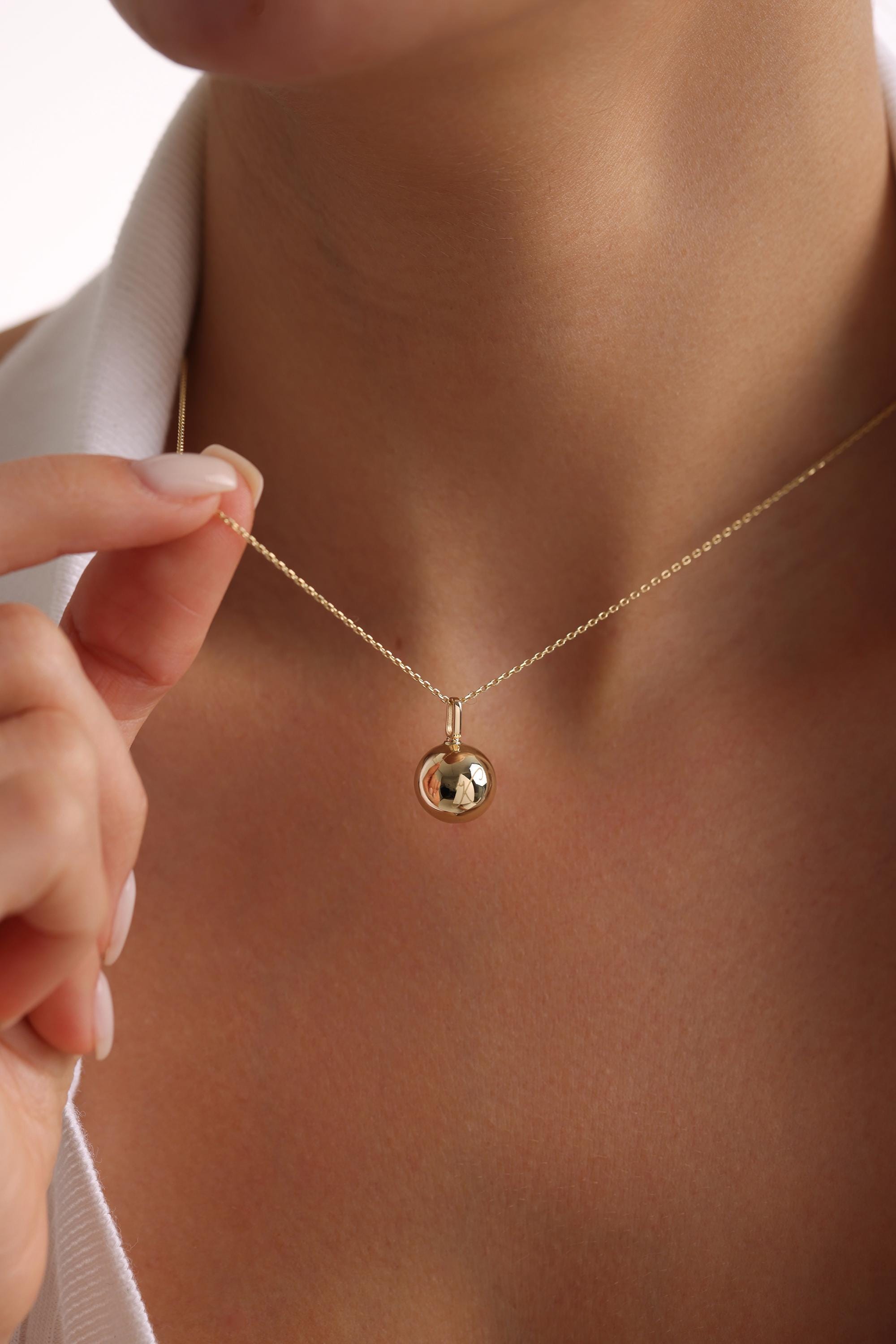 14K Gold Sphere Urn Necklace