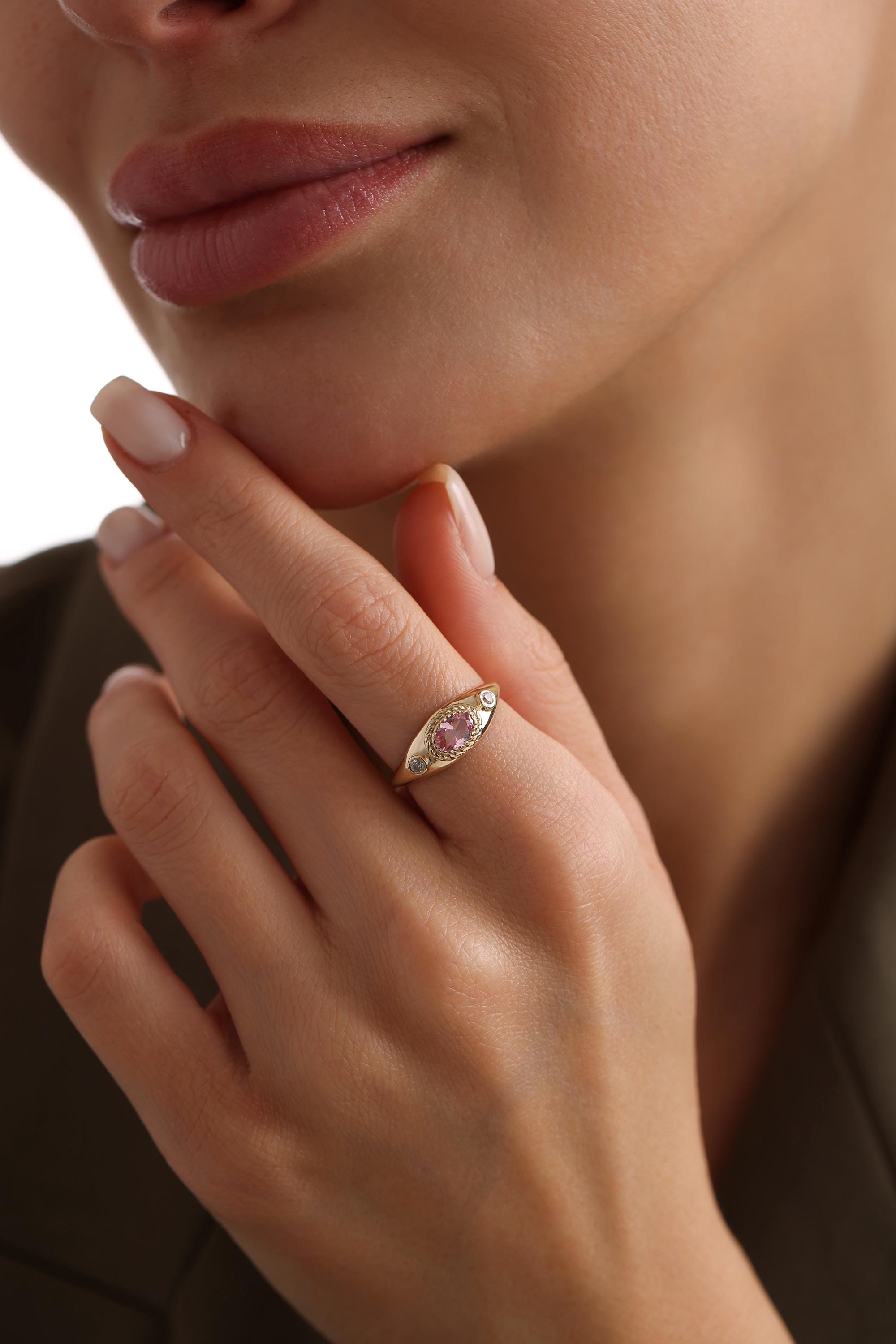 14K Gold Pink Tourmaline Ring