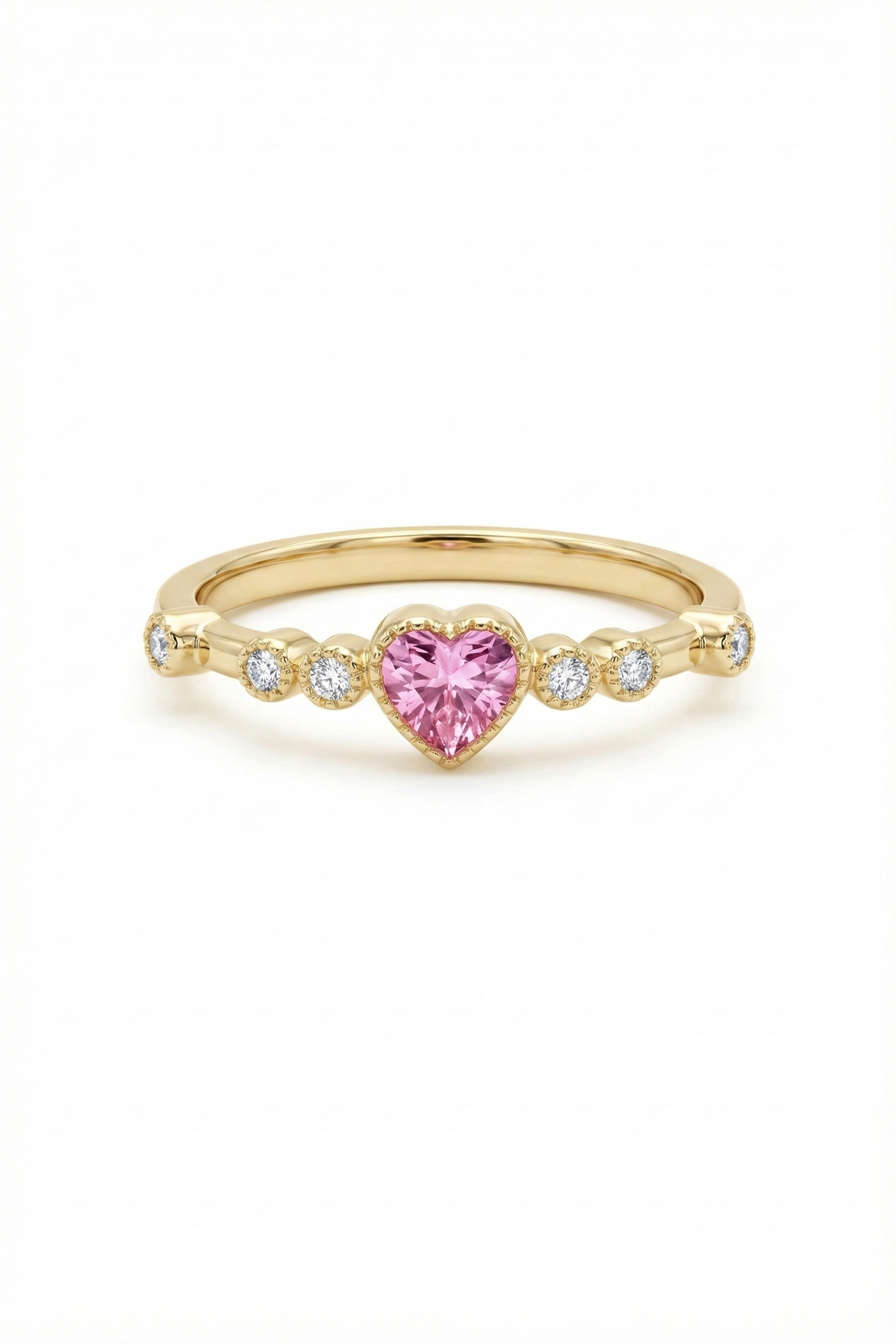 14k Gold Pink Sapphire Heart Ring