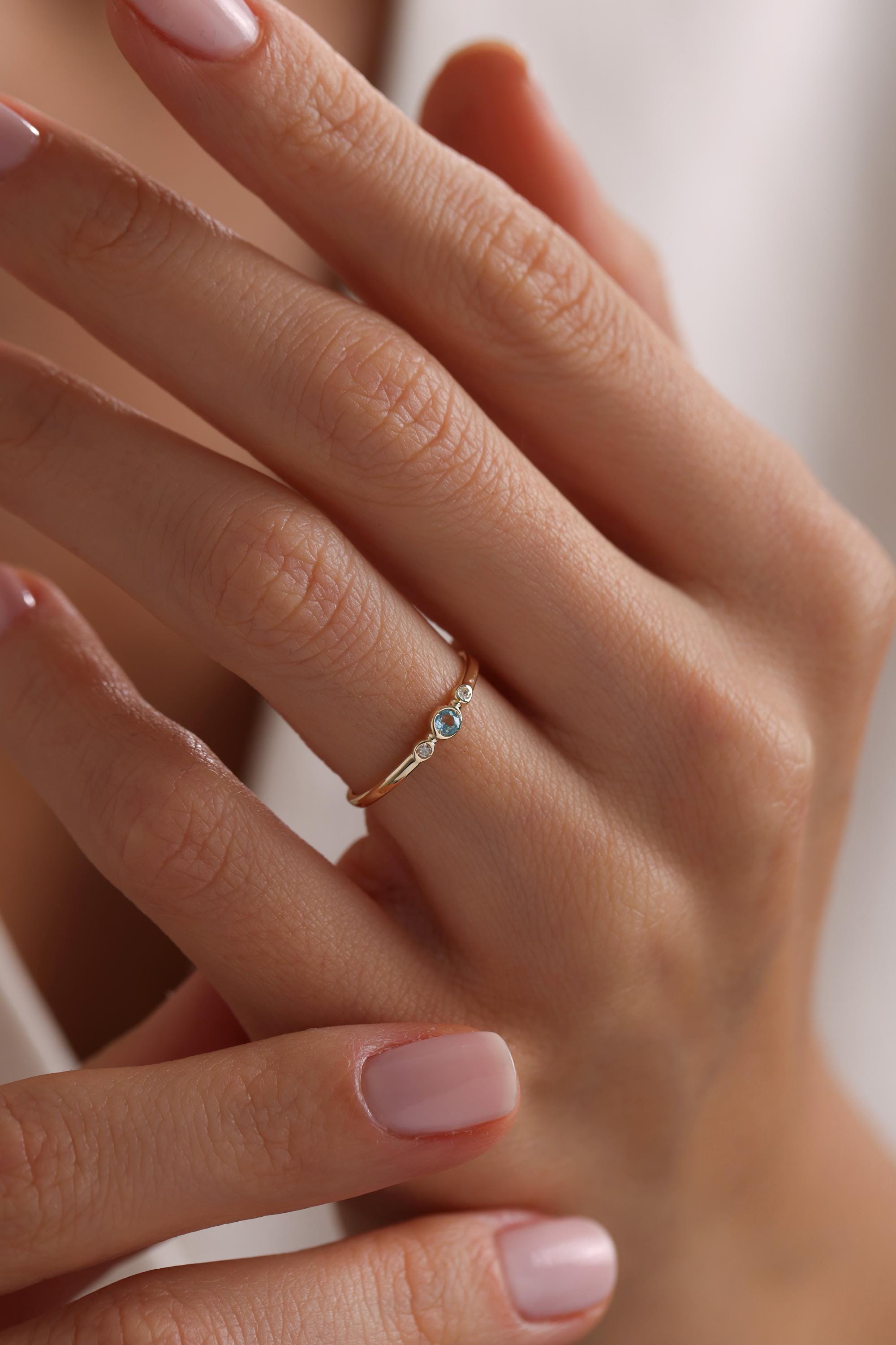 14k Gold London Blue Topaz Ring