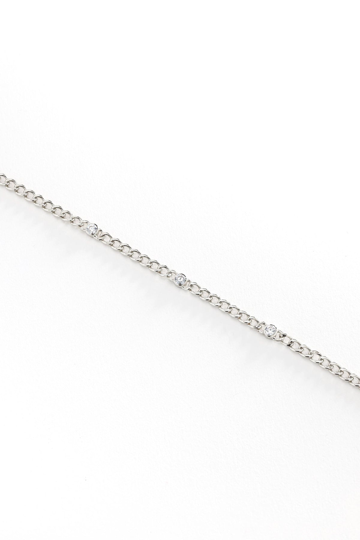 14K Gold Bezel Station Curb Chain Bracelet