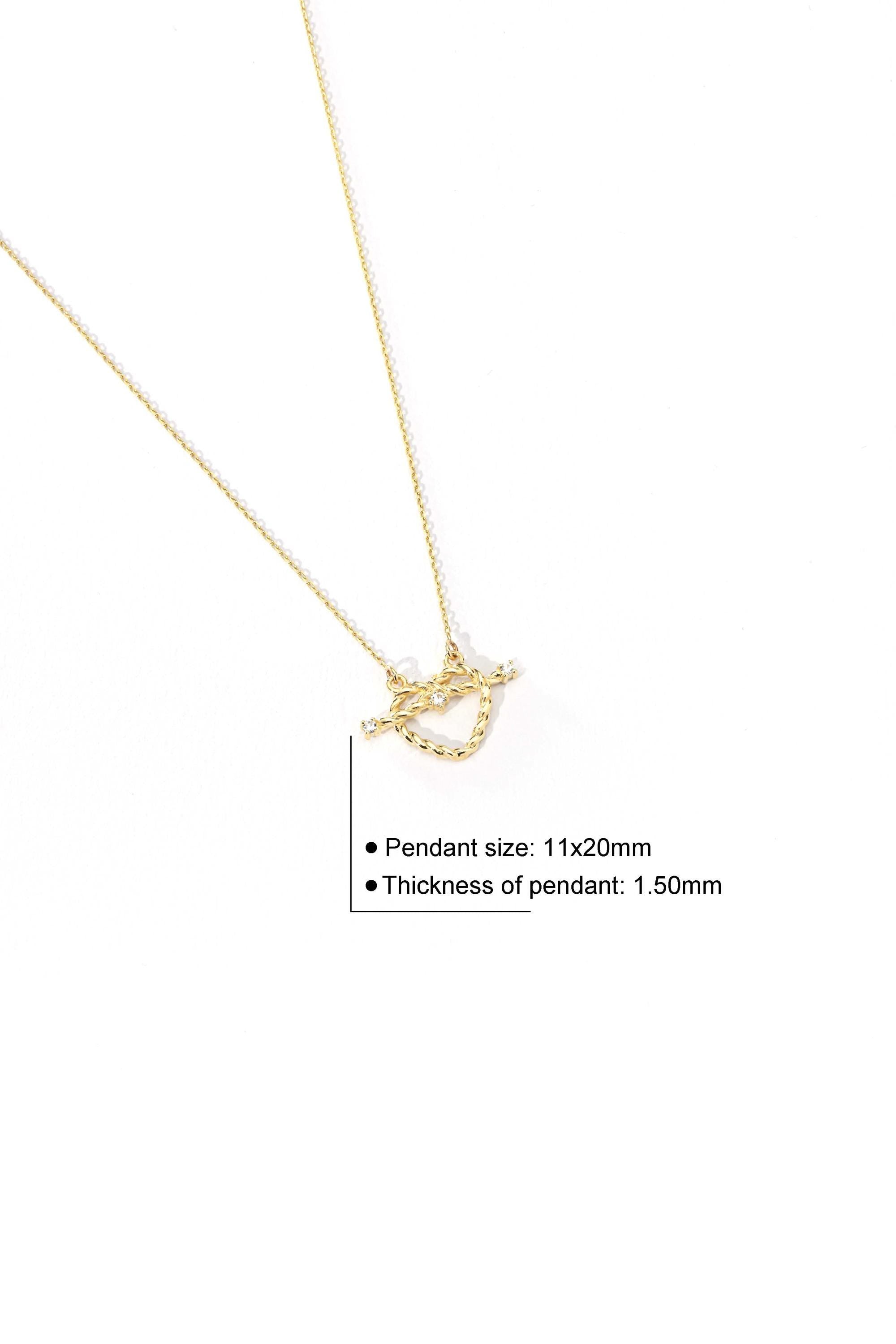 14K Gold Twisted Heart Necklace