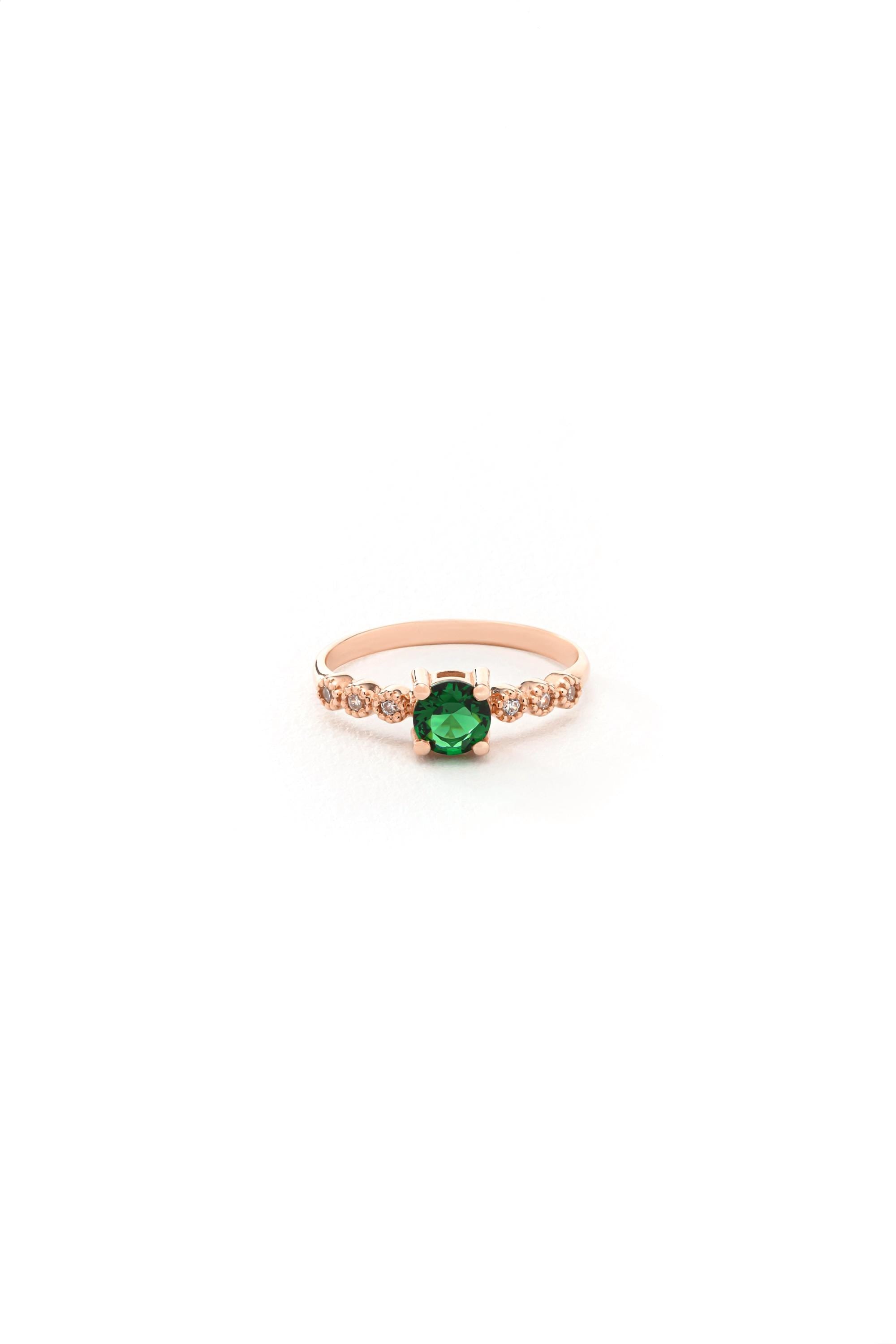 14K Solid Gold Emerald Ring
