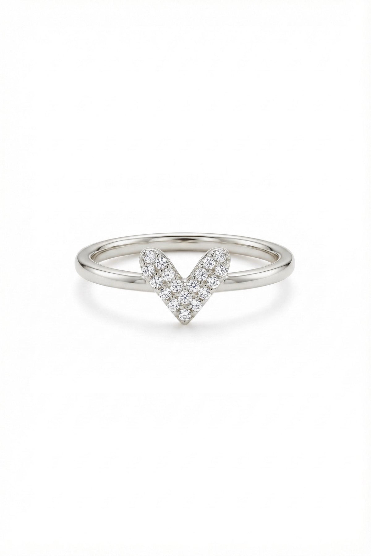 14K Gold Pavé V Chevron Stacking Ring