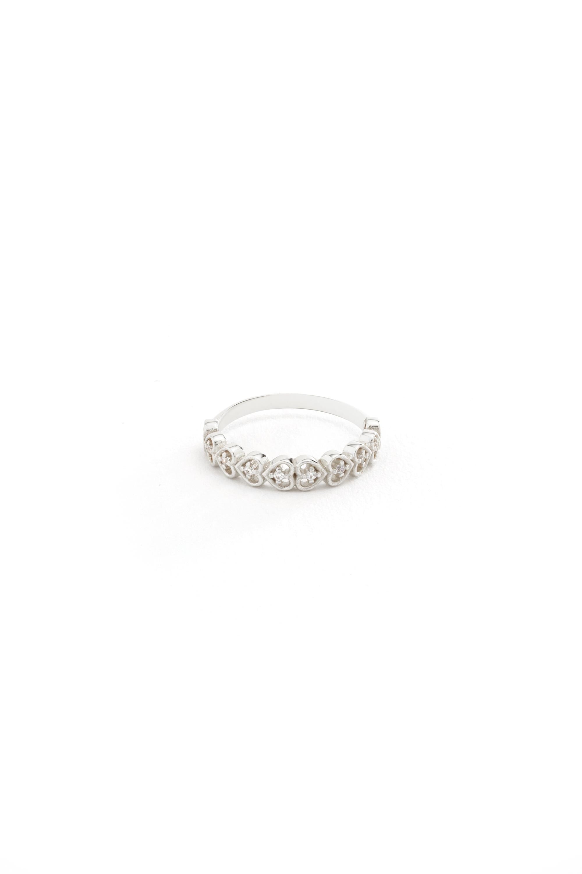 14K Gold CZ Heart Band