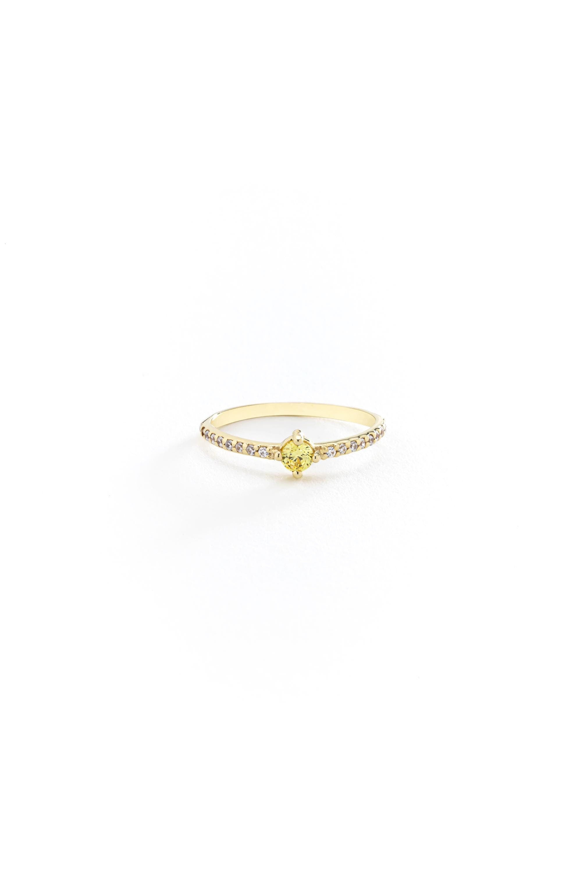 14k Solid Gold Half Eternity Citrine Ring