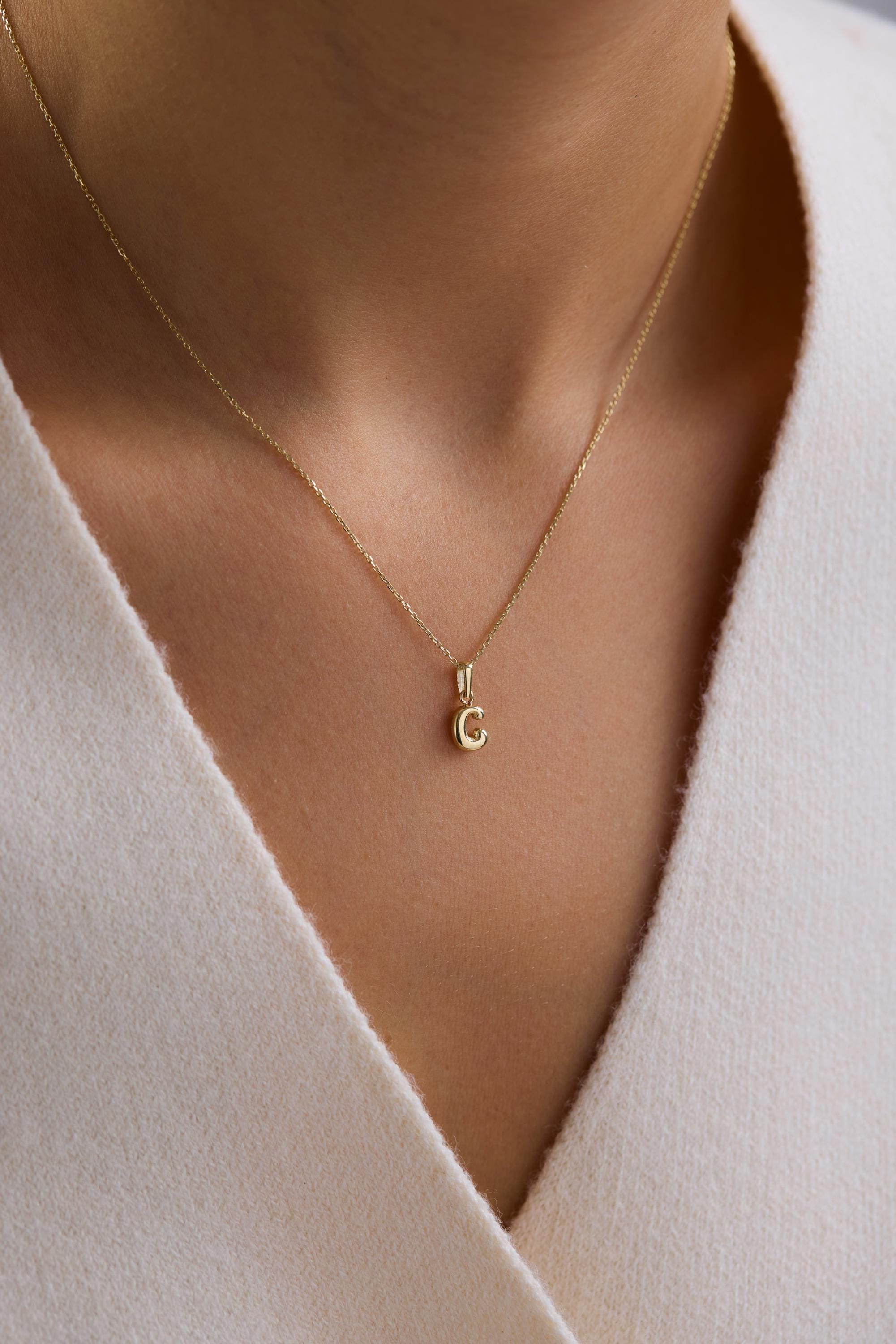 14K Gold Minimal Initial Necklace
