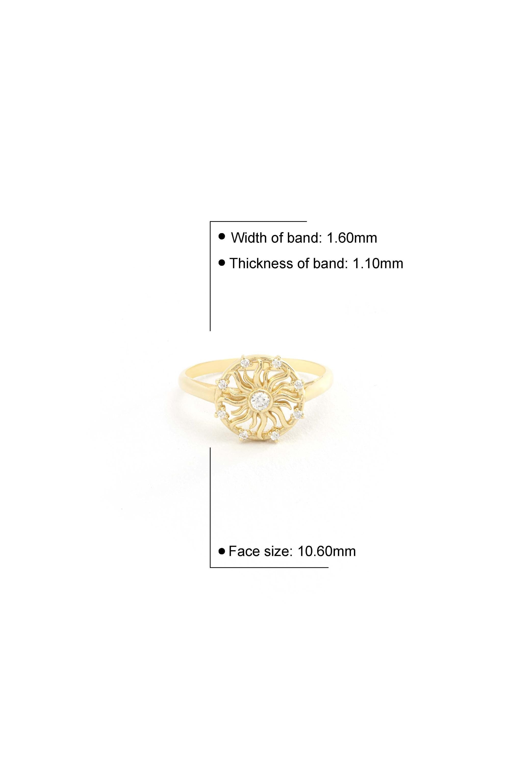 14K Solid Gold Sunburst Ring