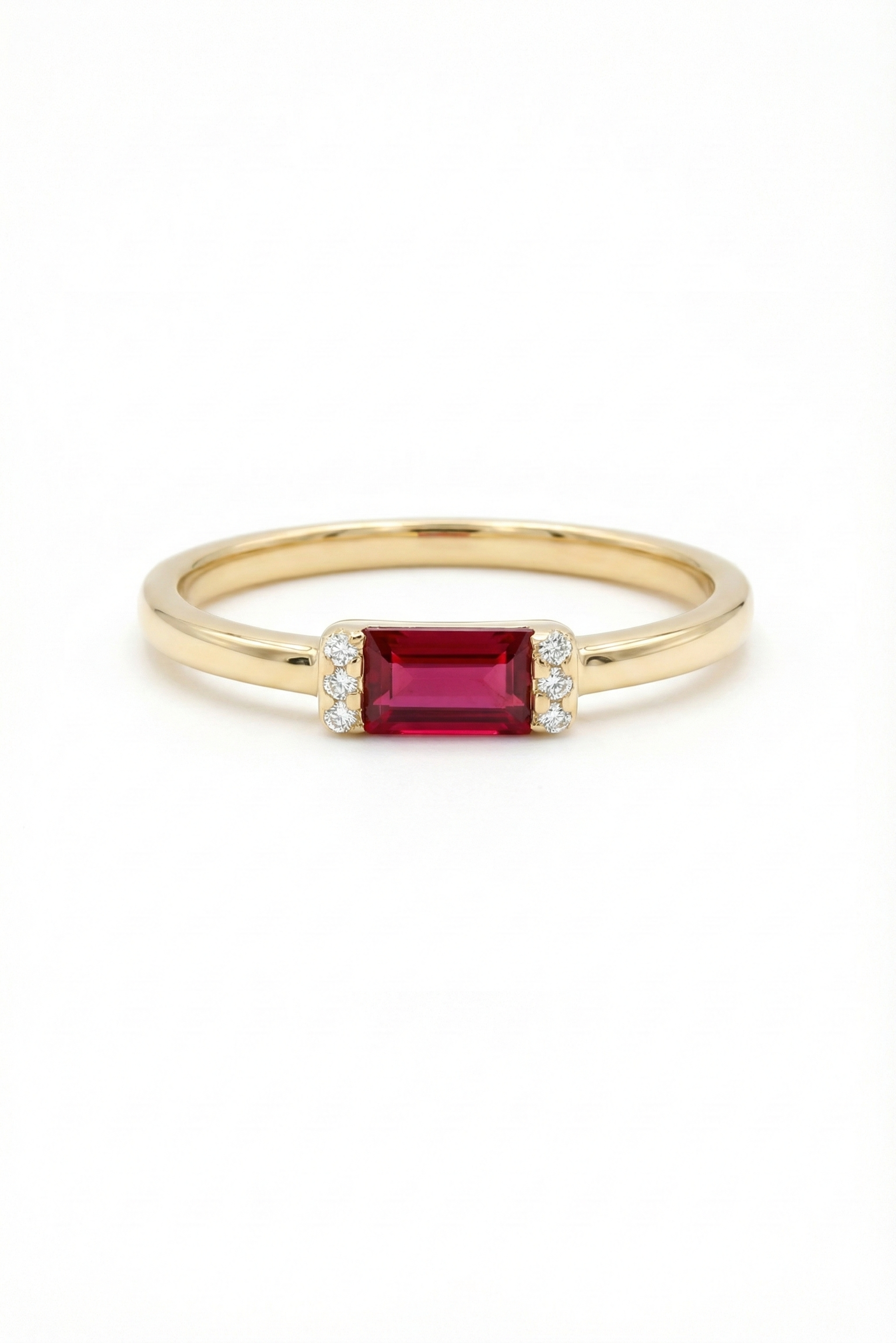 14k Gold Sophisticated Ruby Baguette Ring
