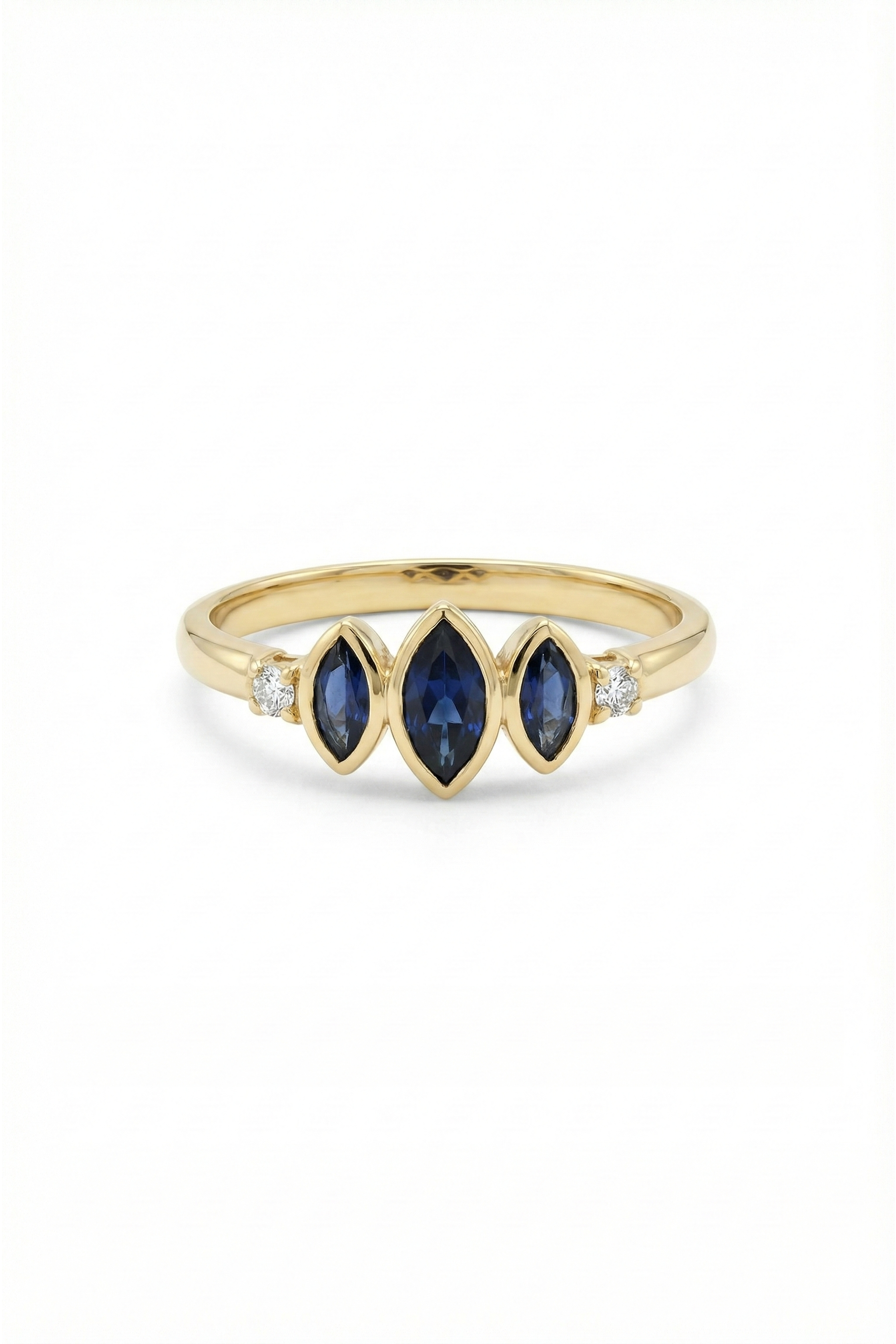 14k Gold Eclipse Blue Sapphire Ring