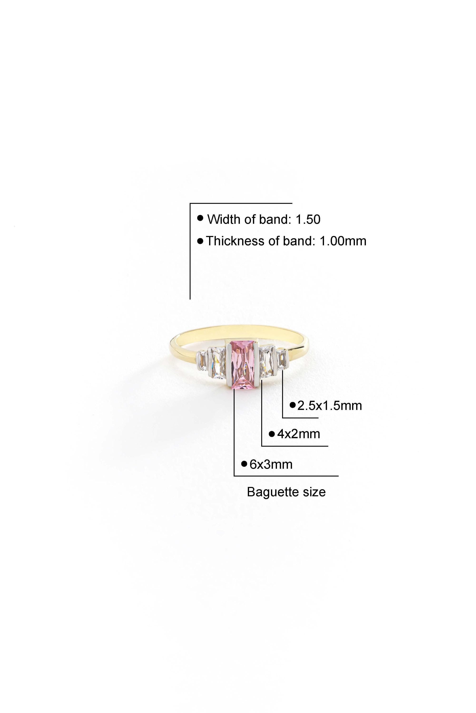 14k Gold Pink Sapphire Baguette Ring