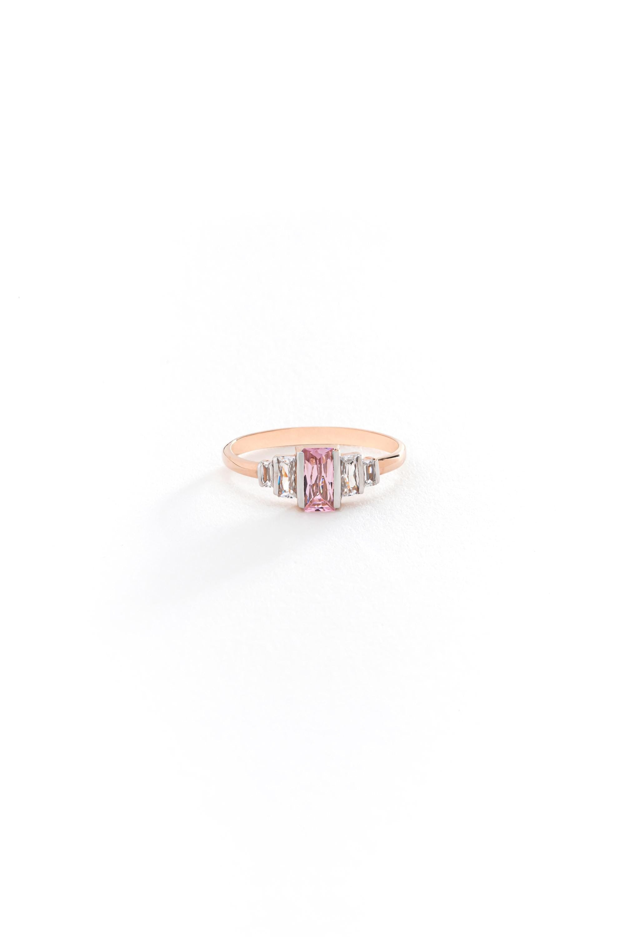 14k Gold Pink Sapphire Baguette Ring