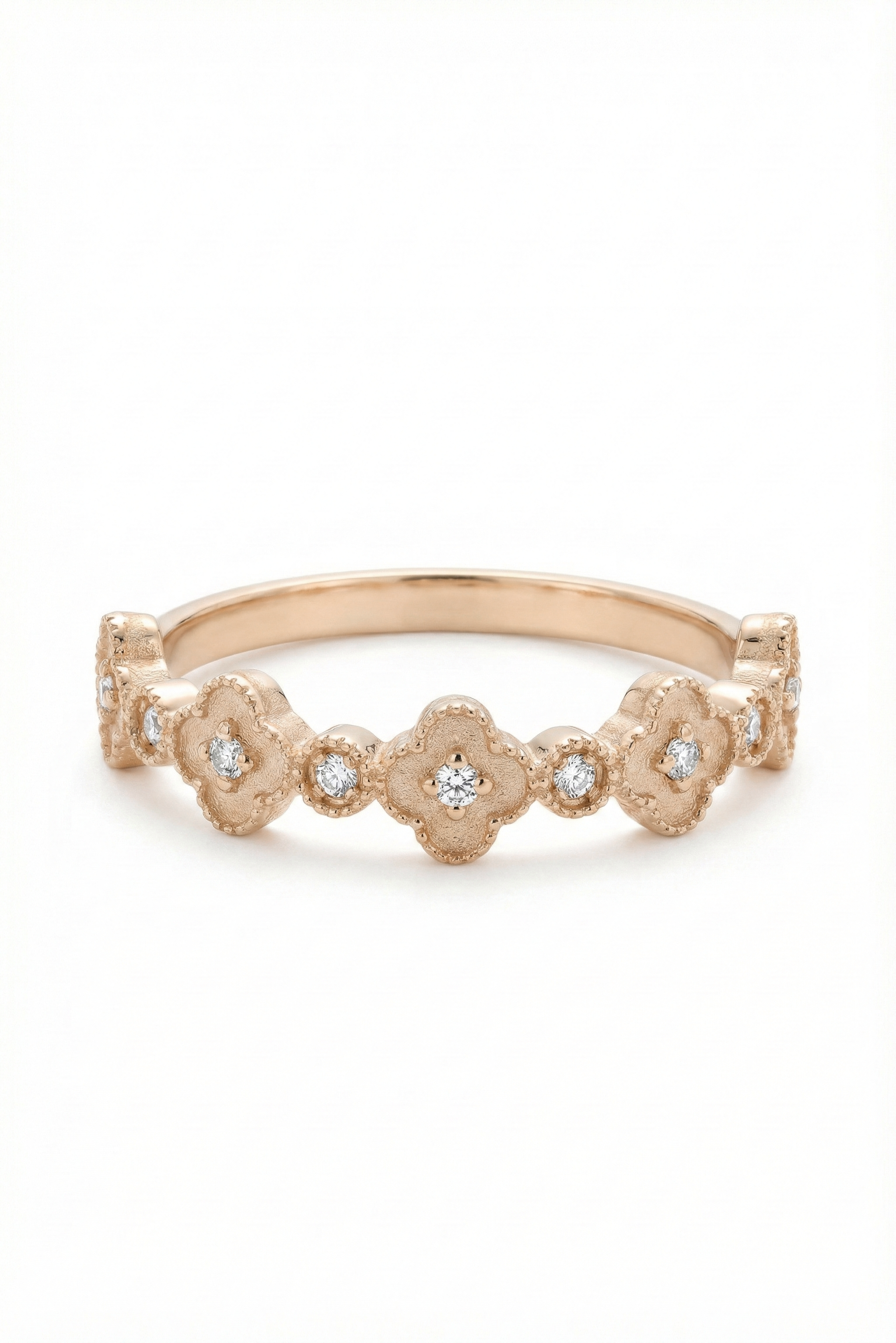 14k Gold Floral Diamond Band
