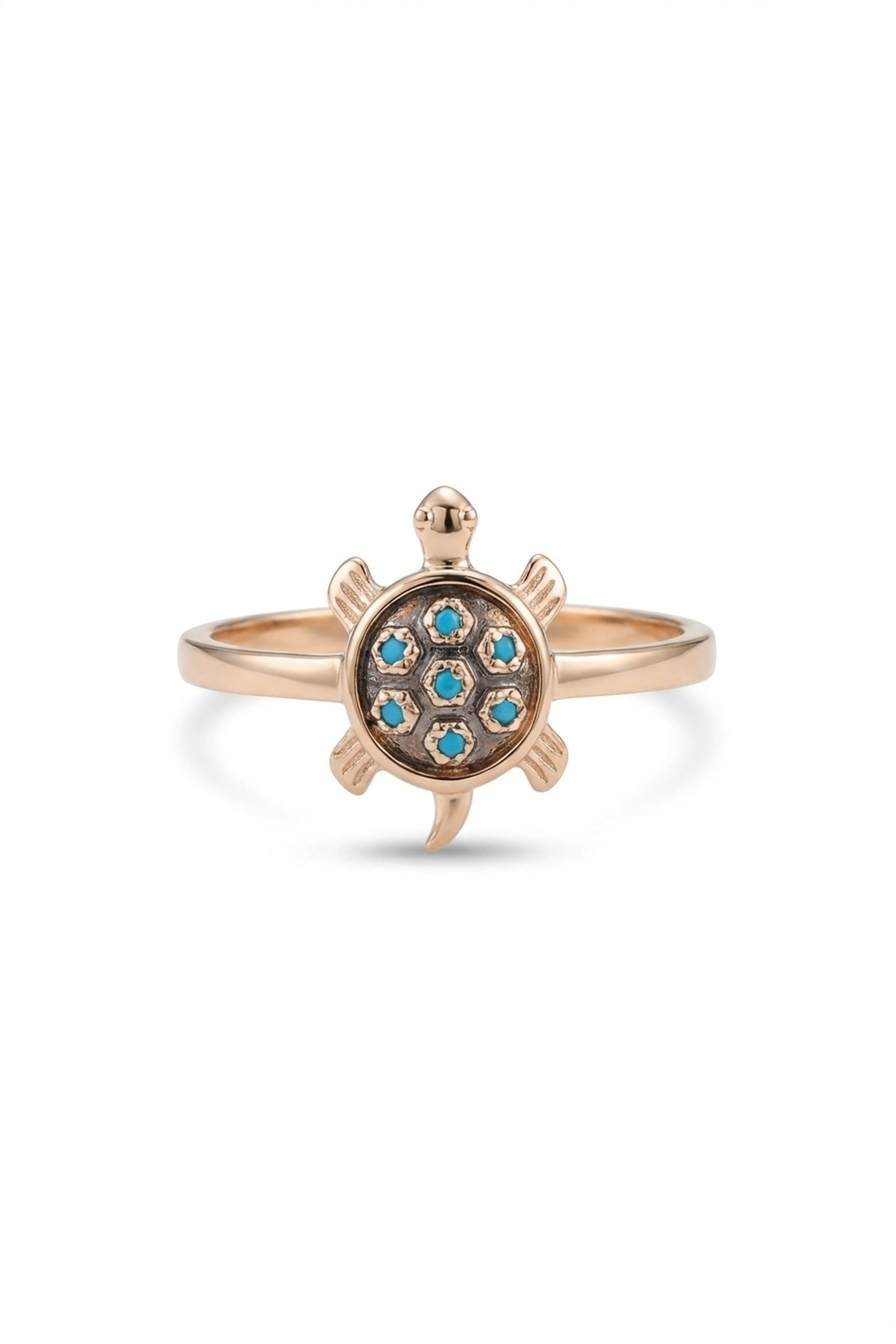 14k Gold Tortoise Blue Sapphire Ring