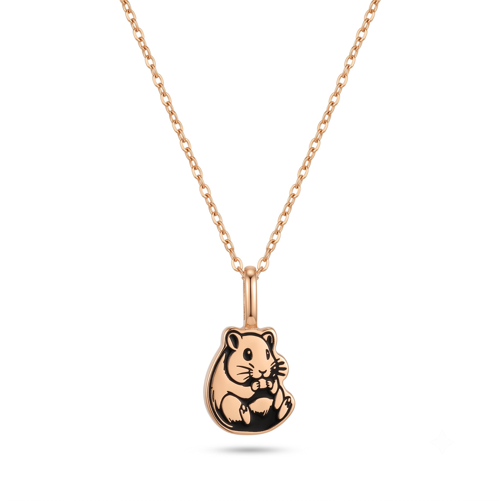 14K Urn Solid Gold Hamster Necklace