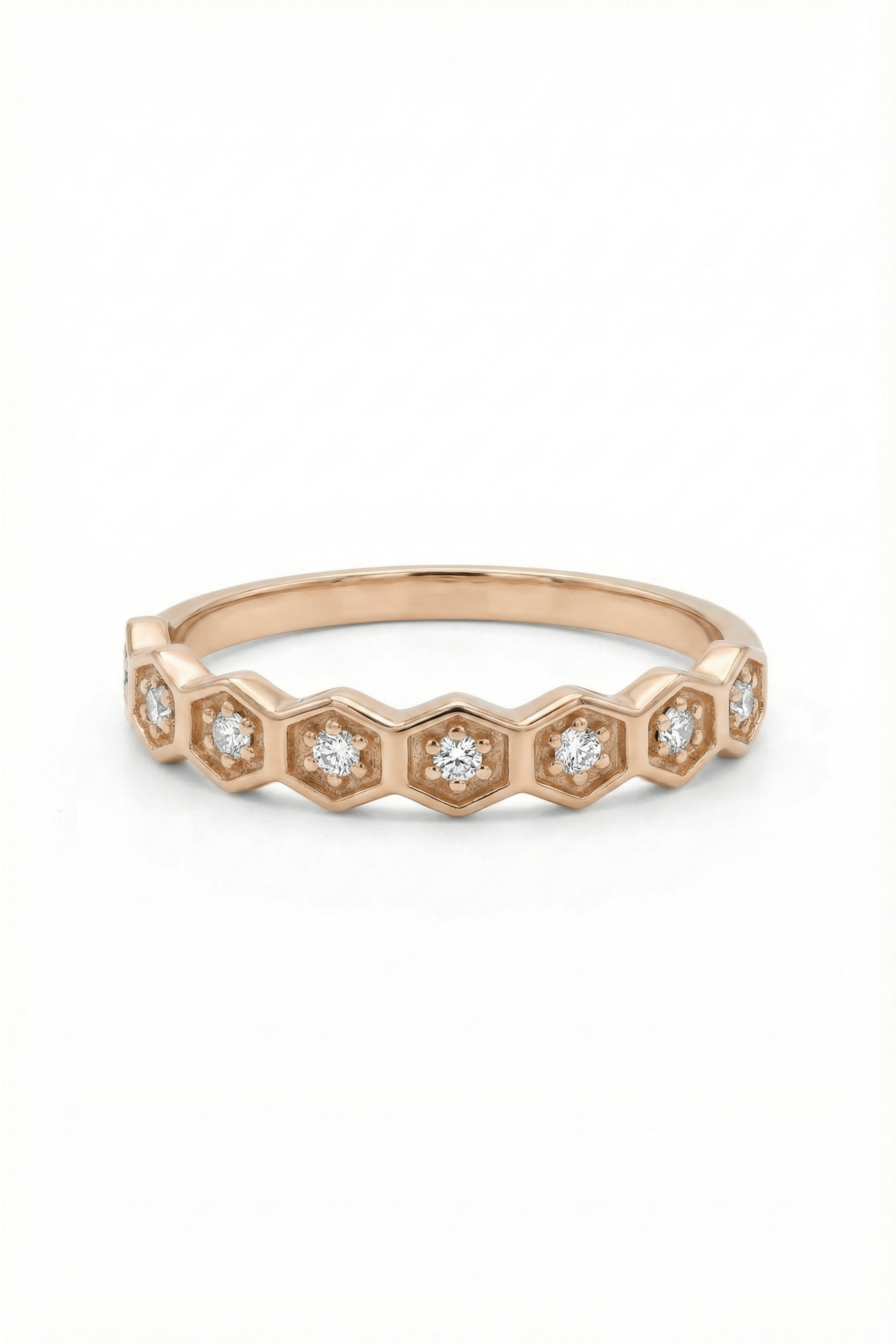 14k Gold Sparkle Hexagon Ring
