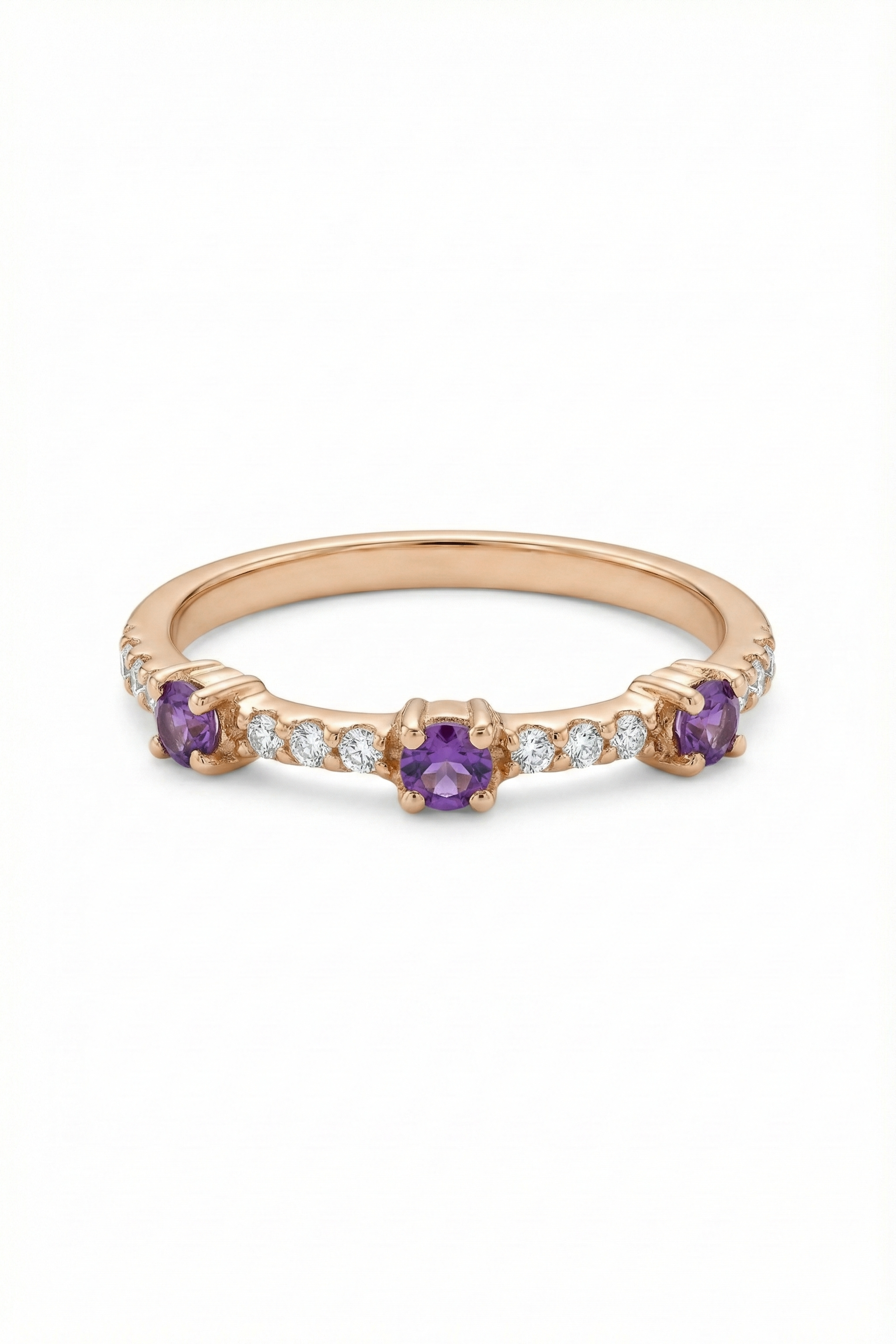 14k Gold Dainty Violet Amethyst Ring