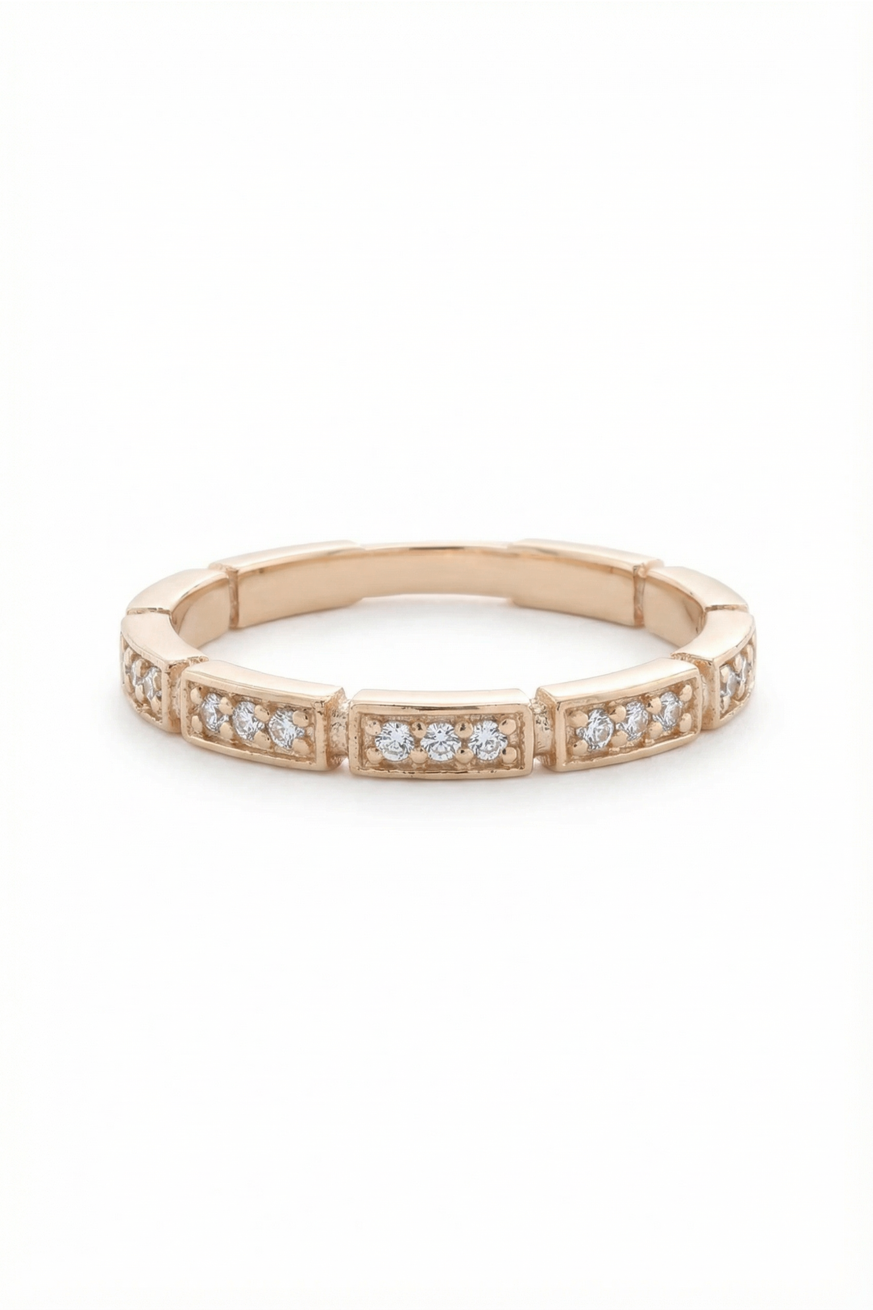 14k Gold Diamond Block Band