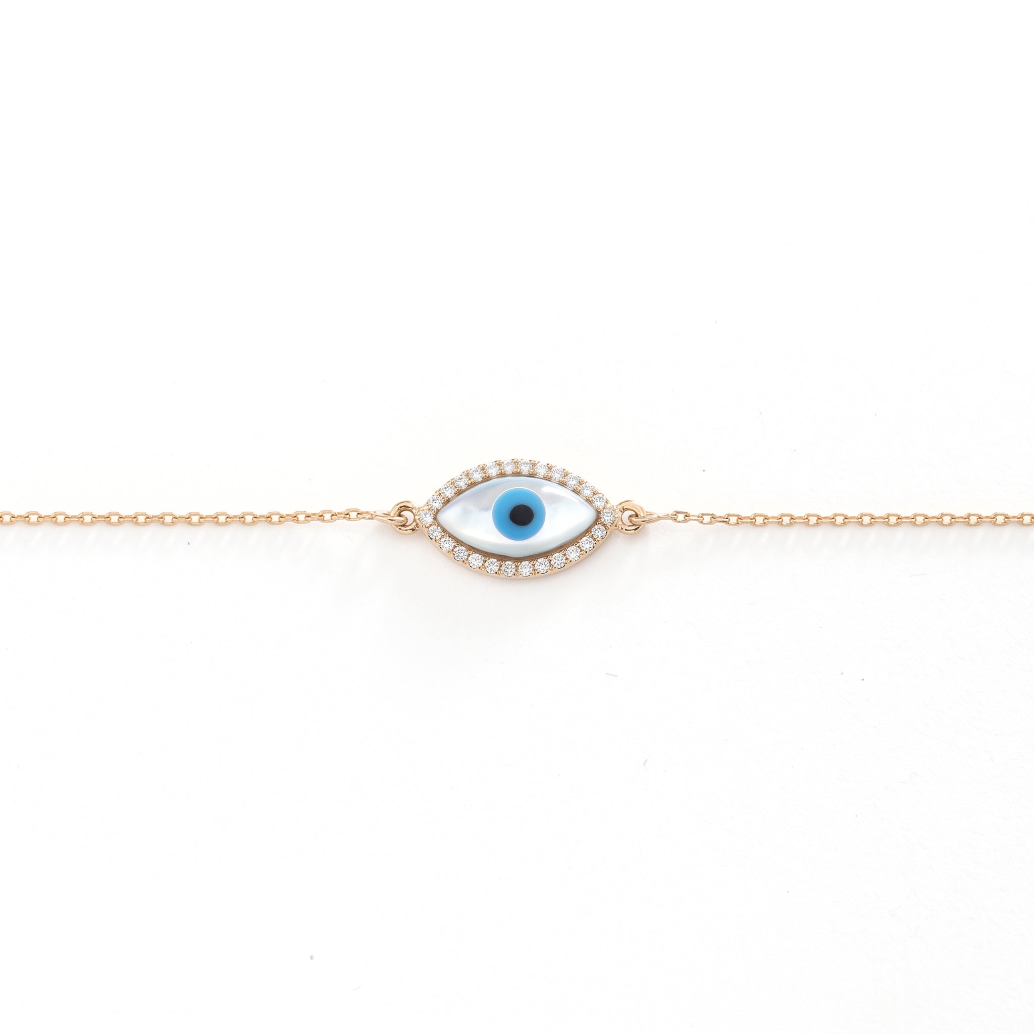 14K Diamond Simulation Evil Eye Bracelet