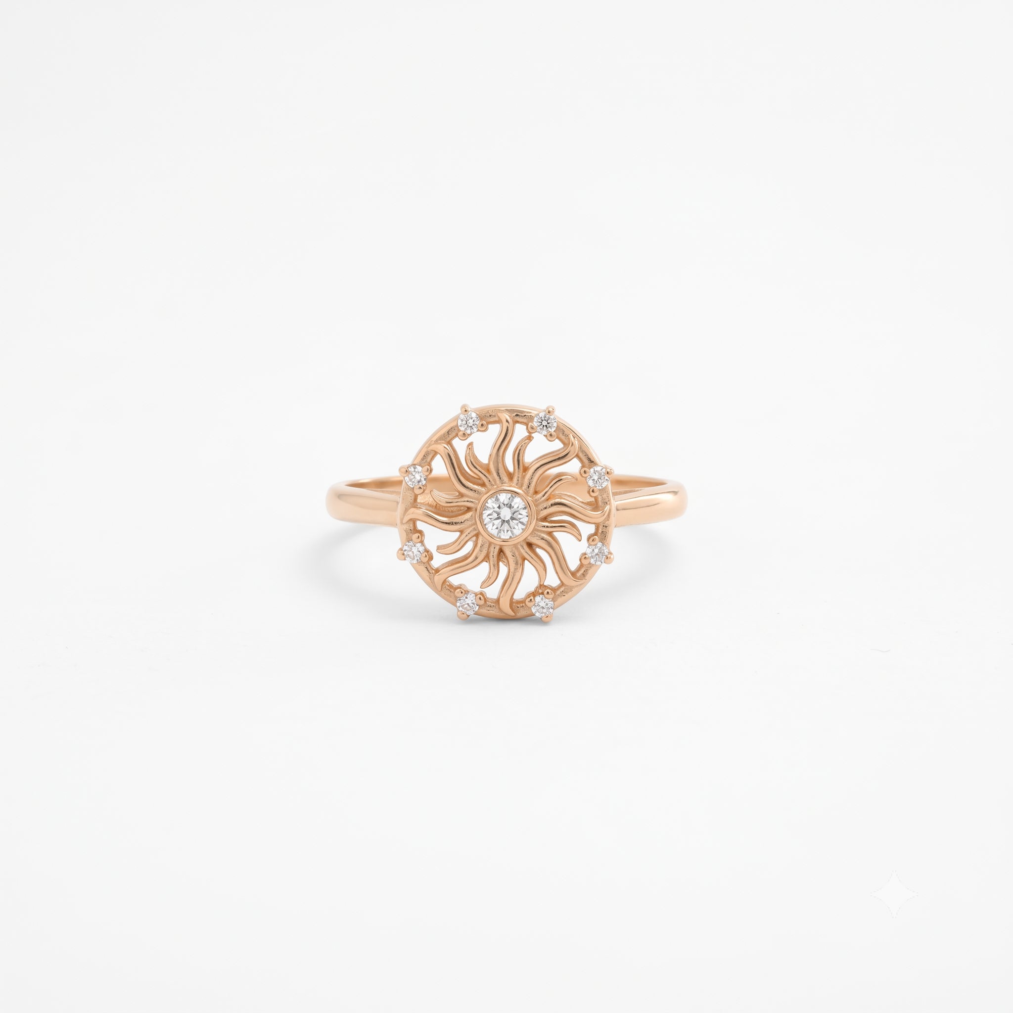 14K Solid Gold Sunburst Ring