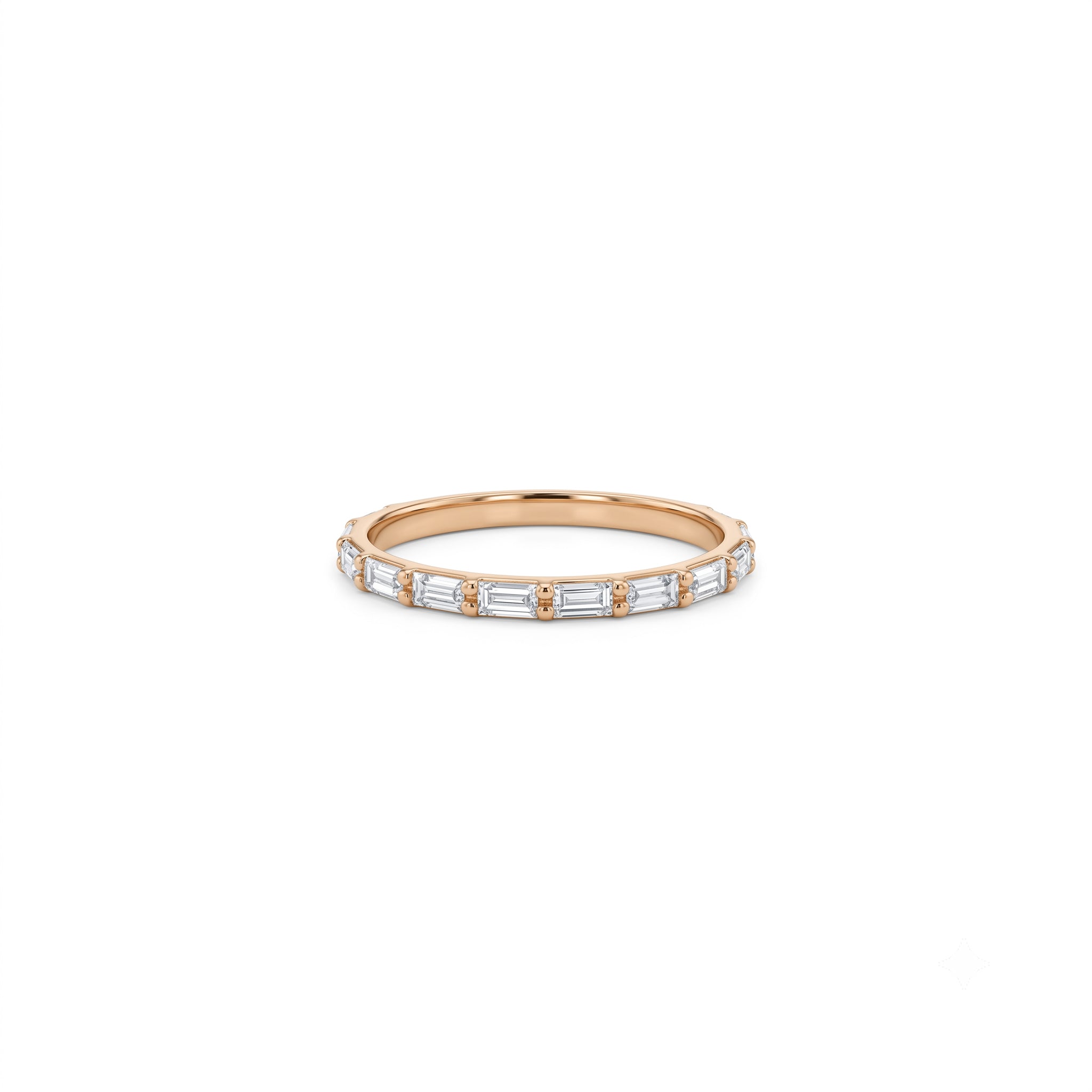 14k Solid Gold Half Eternity Baguette Ring