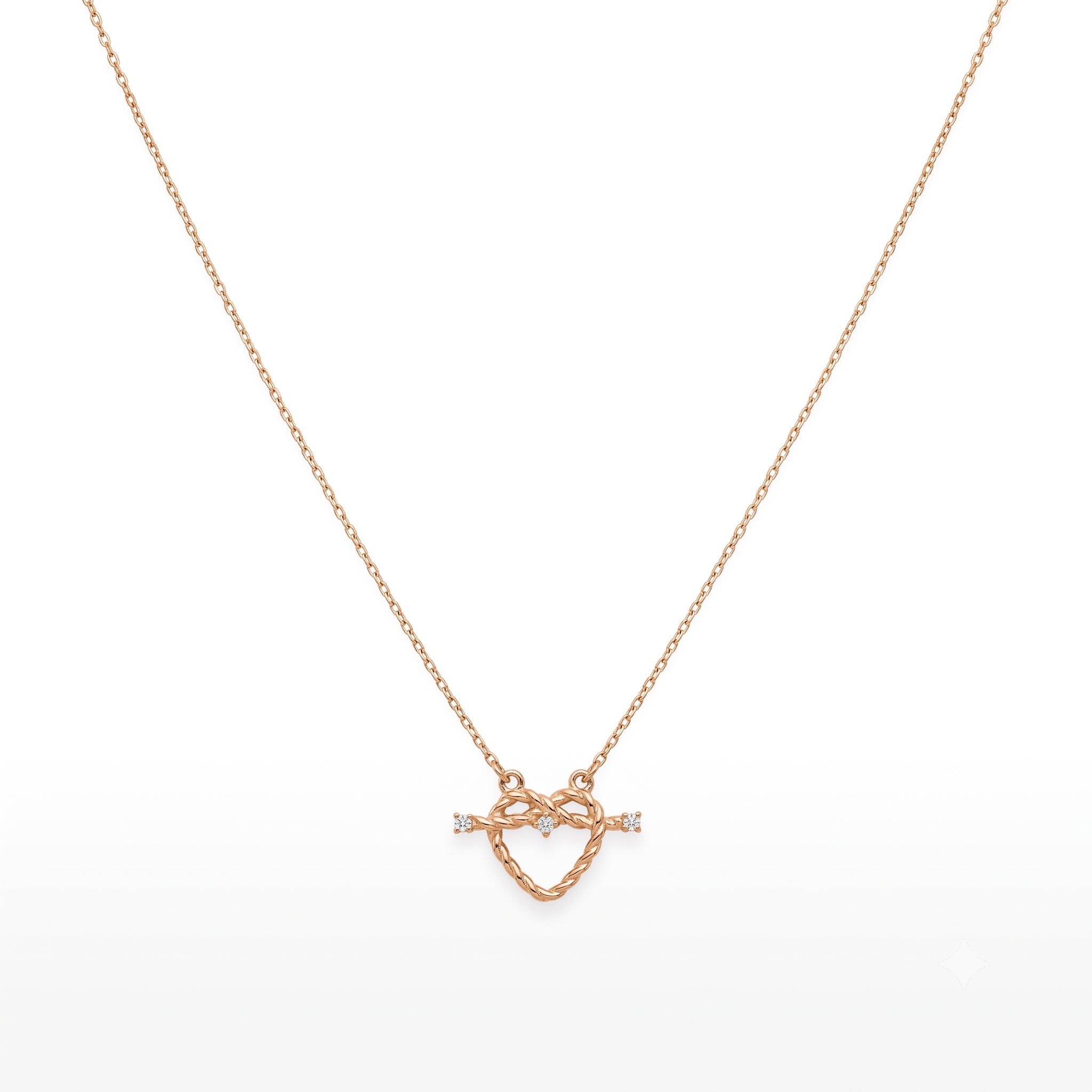 14K Gold Twisted Heart Necklace