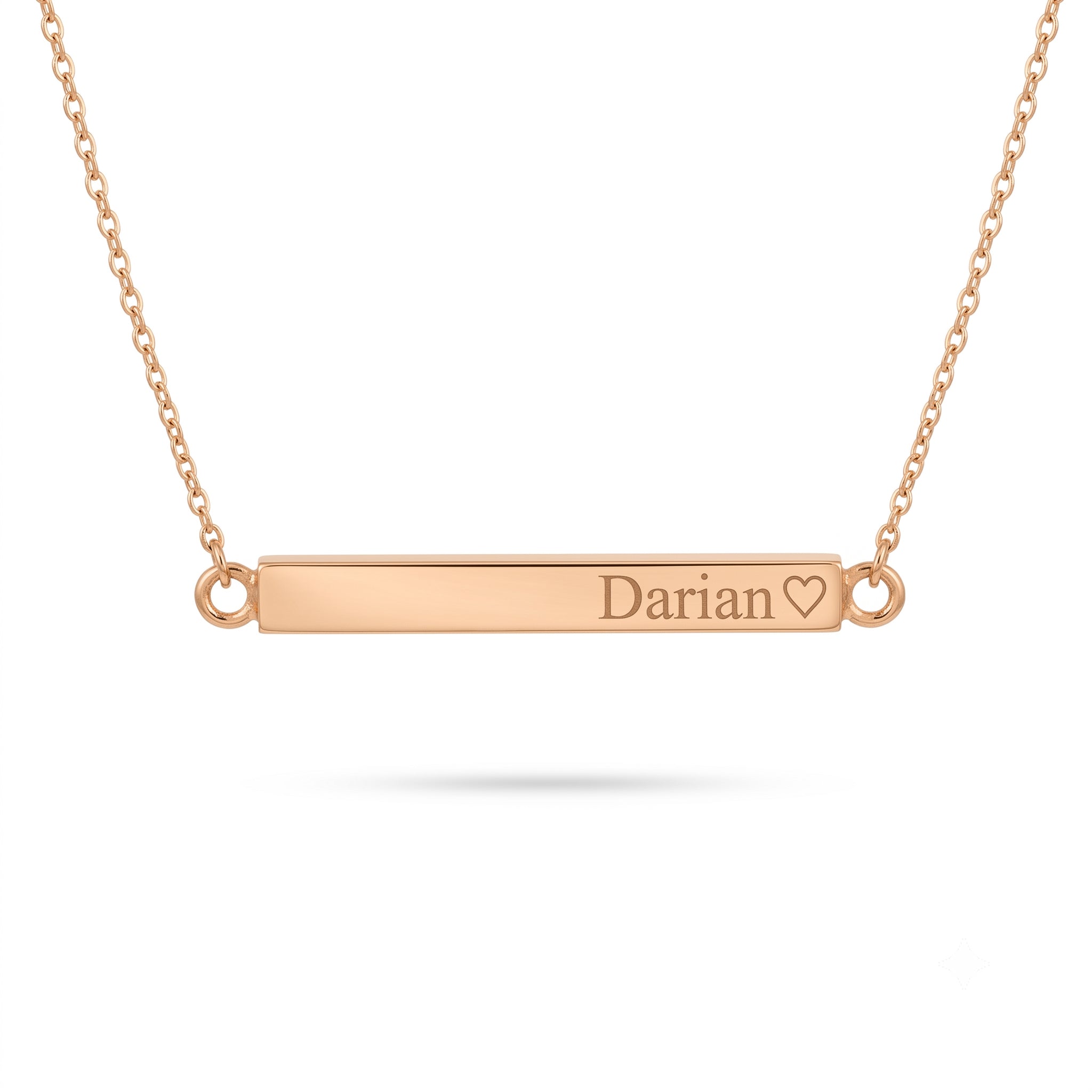 14k Gold Horizontally 3D Full Solid Bar Necklace
