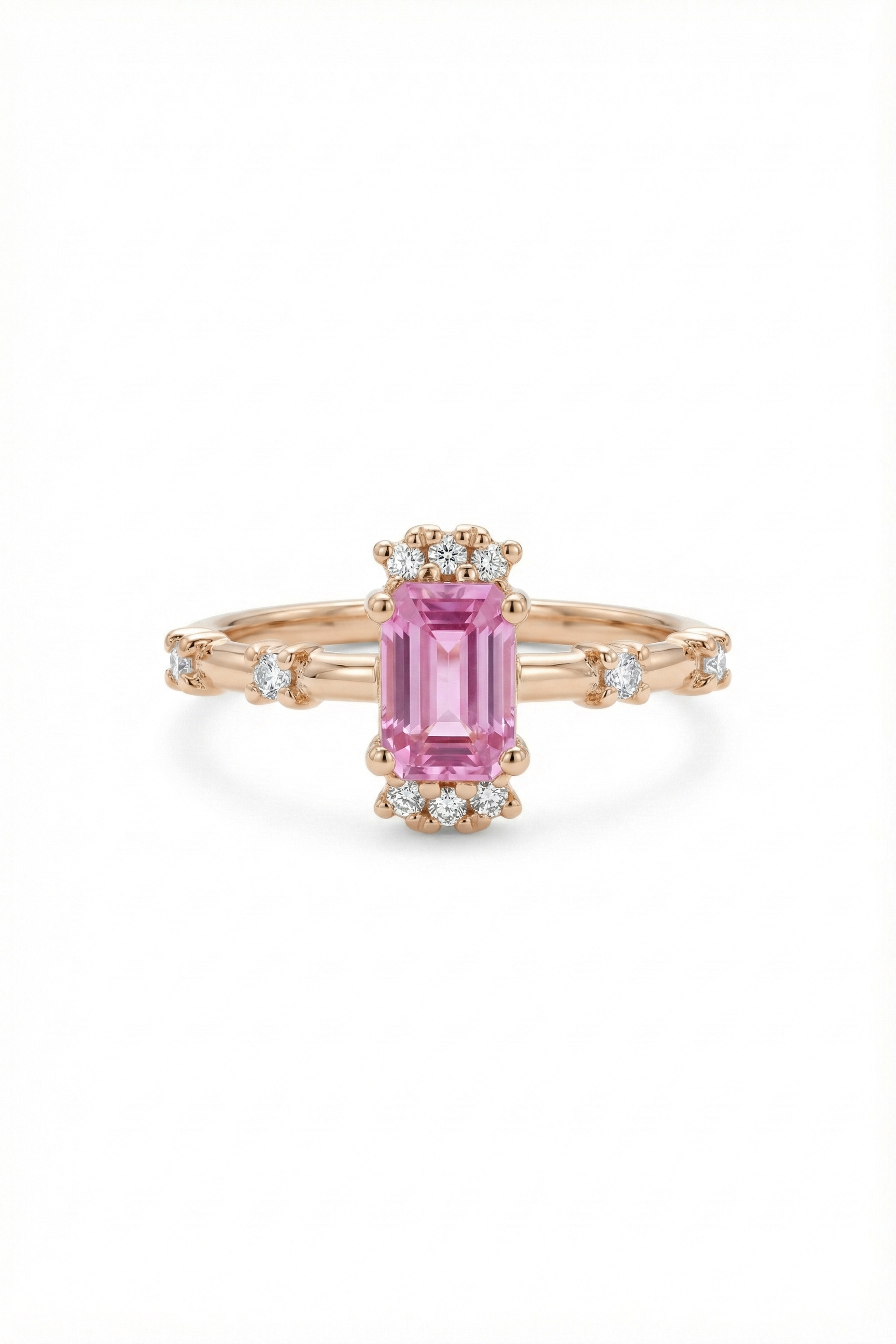 14k Gold Pink Sapphire Baguette Ring