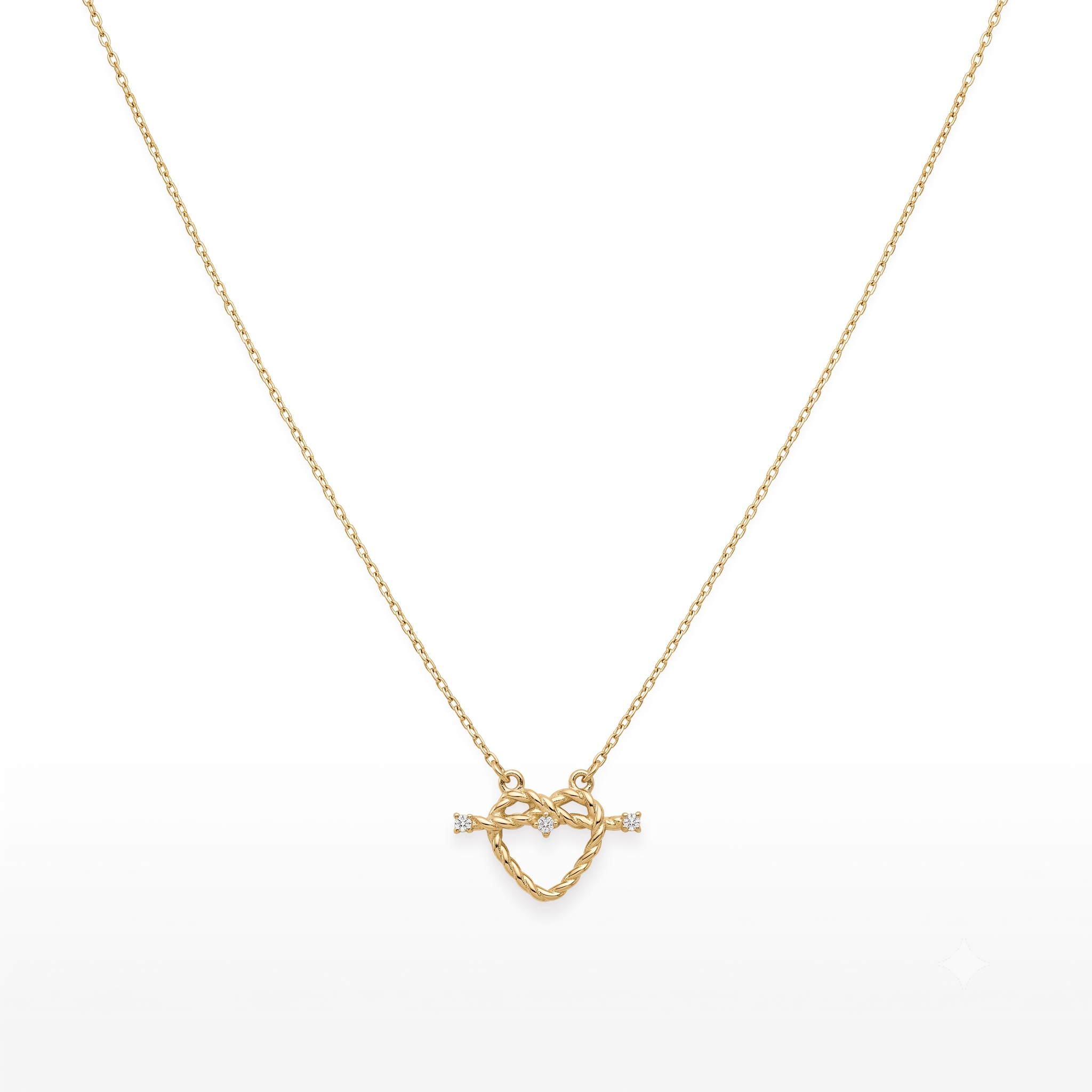 14K Gold Twisted Heart Necklace