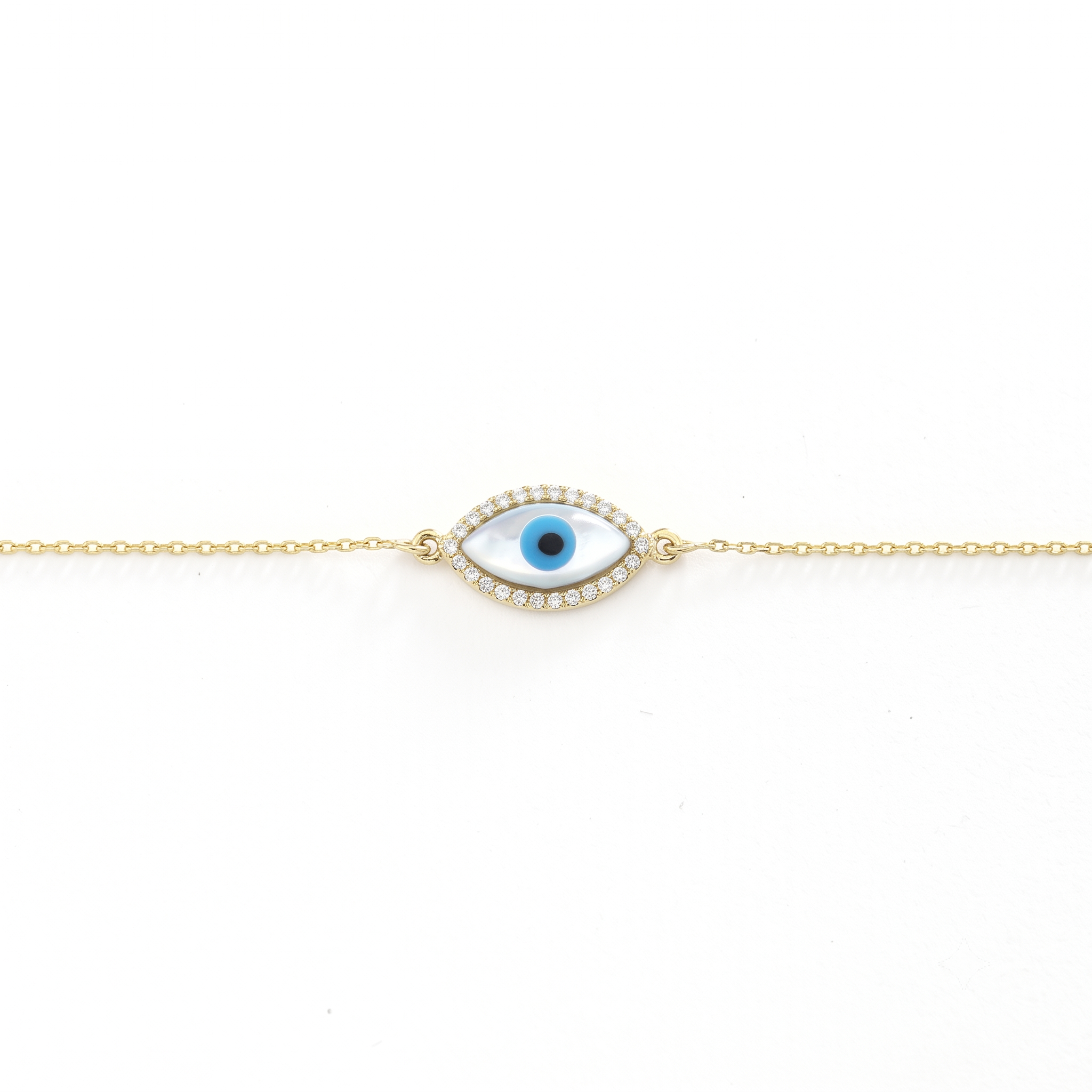 14K Diamond Simulation Evil Eye Bracelet