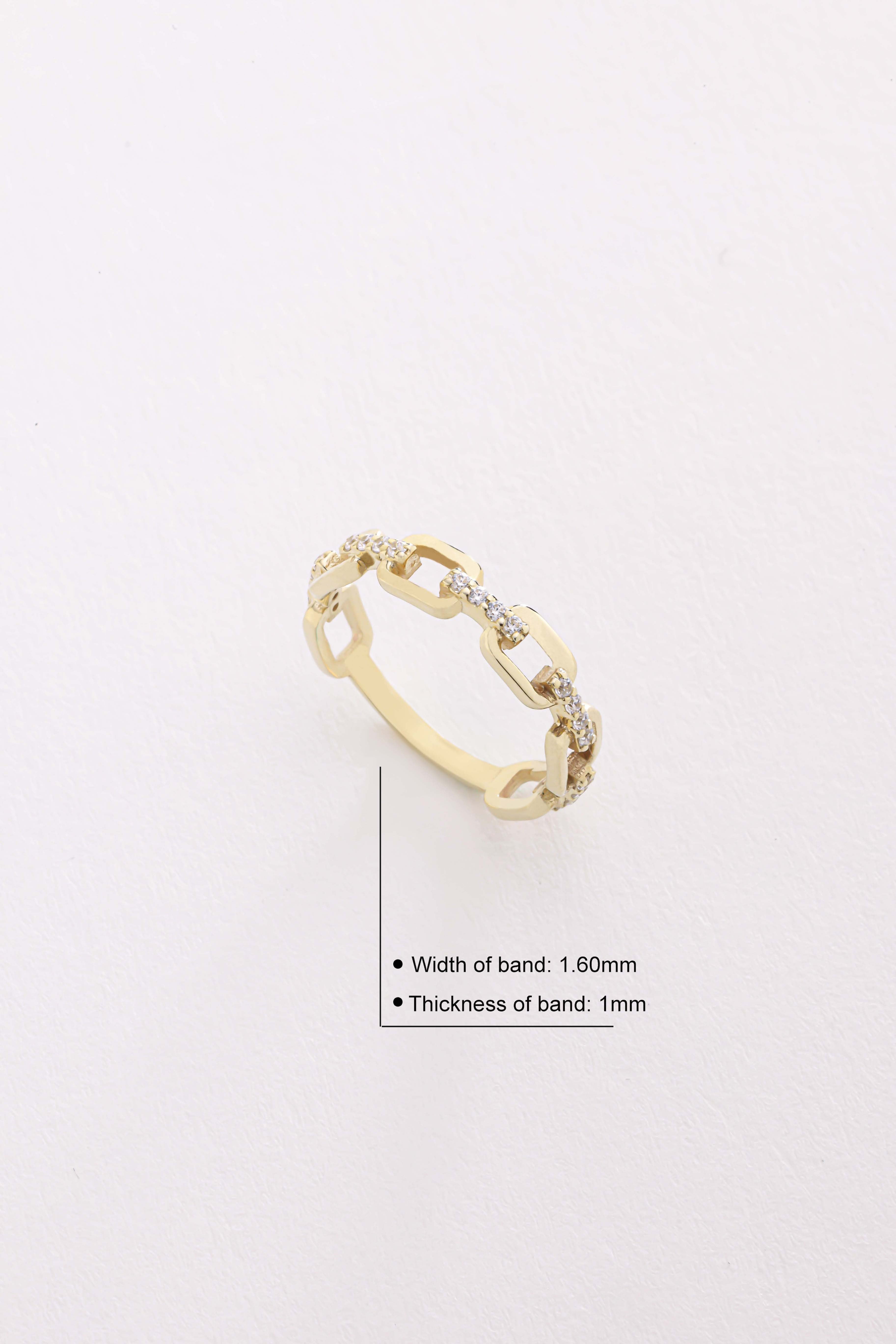 14k Gold Diamond Chain Link Band